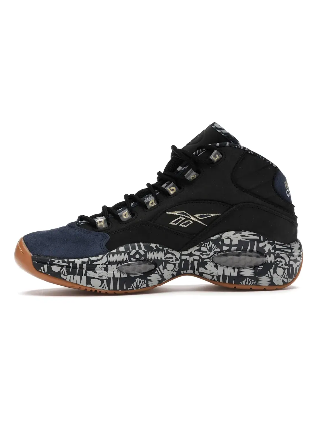 Кроссовки мужские Reebok Question Mid Iverson Classic, кожаные — изображение 3 из 4, черный/темно-синий-серый