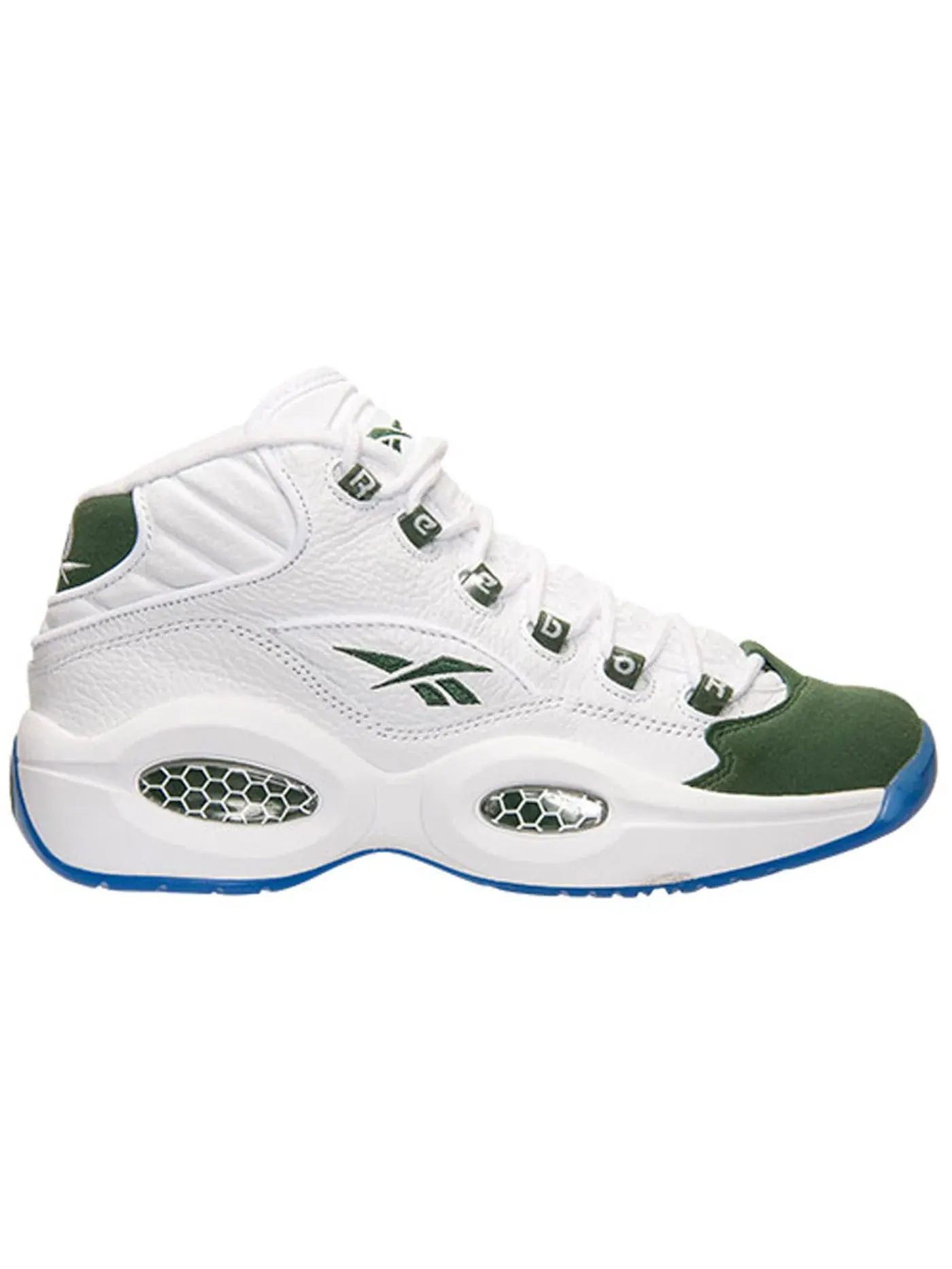 Кроссовки мужские Reebok Question Mid Michigan State (2015), кожаные — изображение 1 из 1, белый зеленый