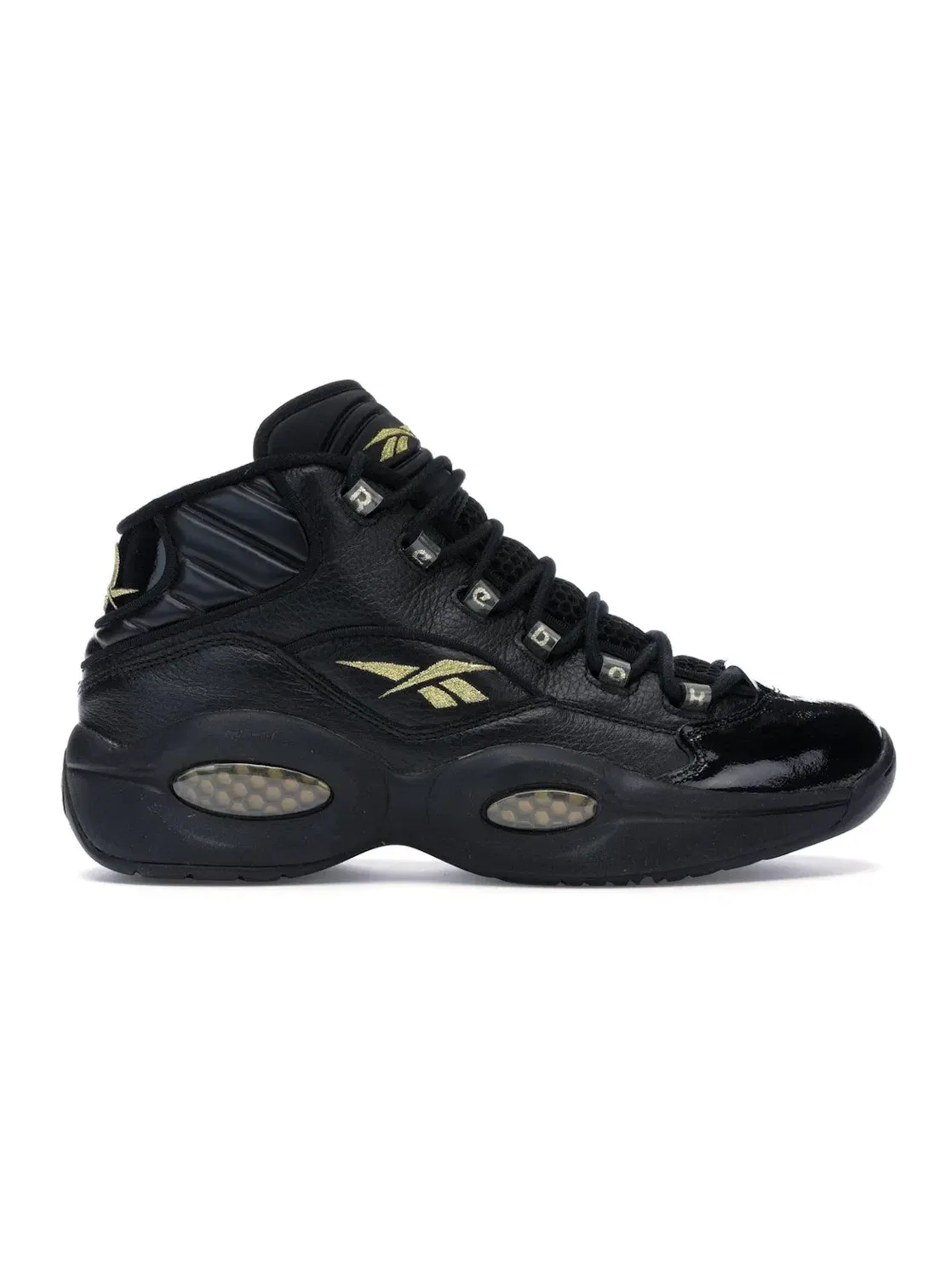 Кроссовки мужские Reebok Question Mid Black/Gold — изображение 1 из 4, черный/золотистый
