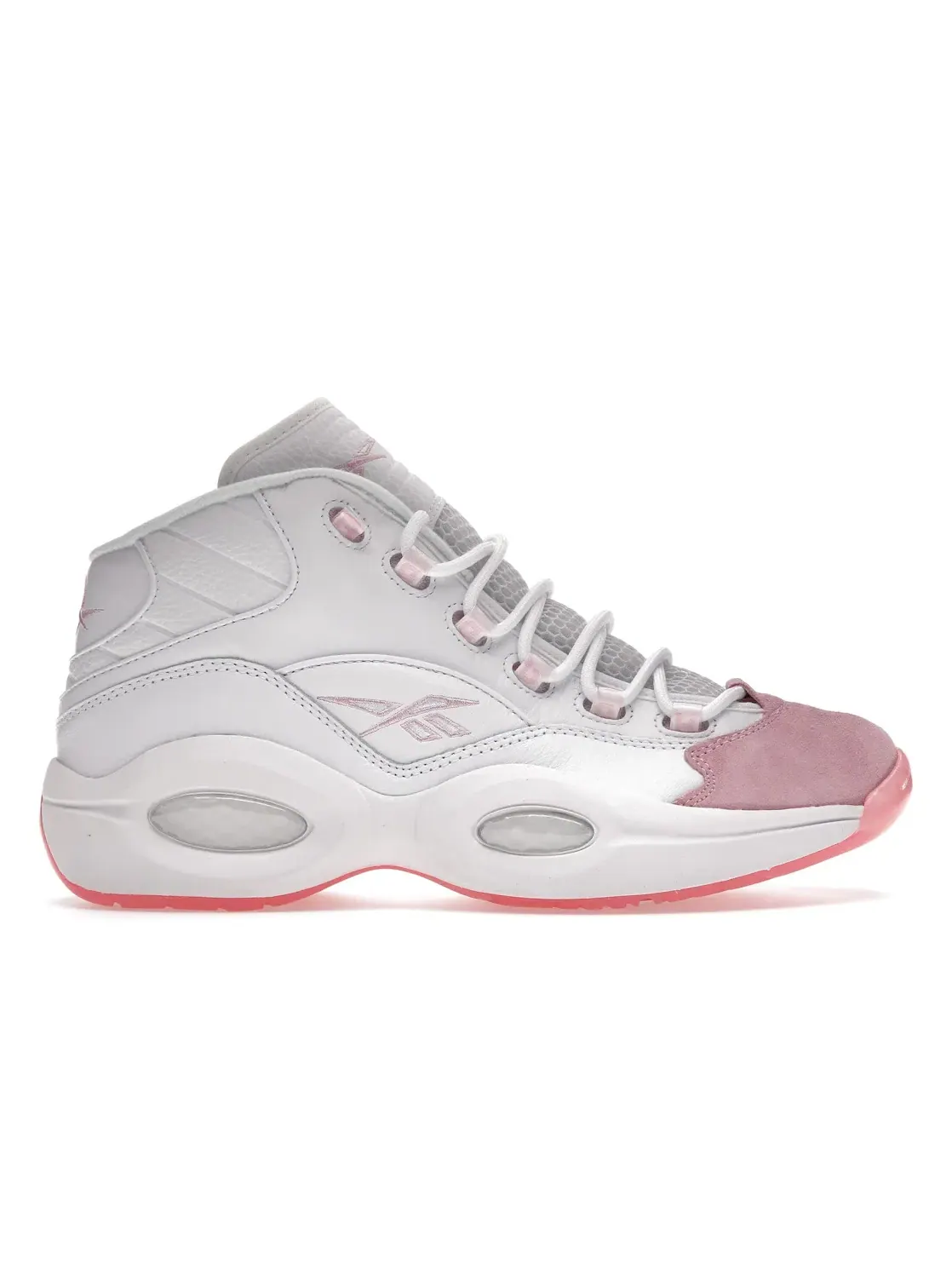 Кроссовки мужские Reebok Question Mid Замша Белый/Розовый — изображение 1 из 4, белый/розовый/розовый