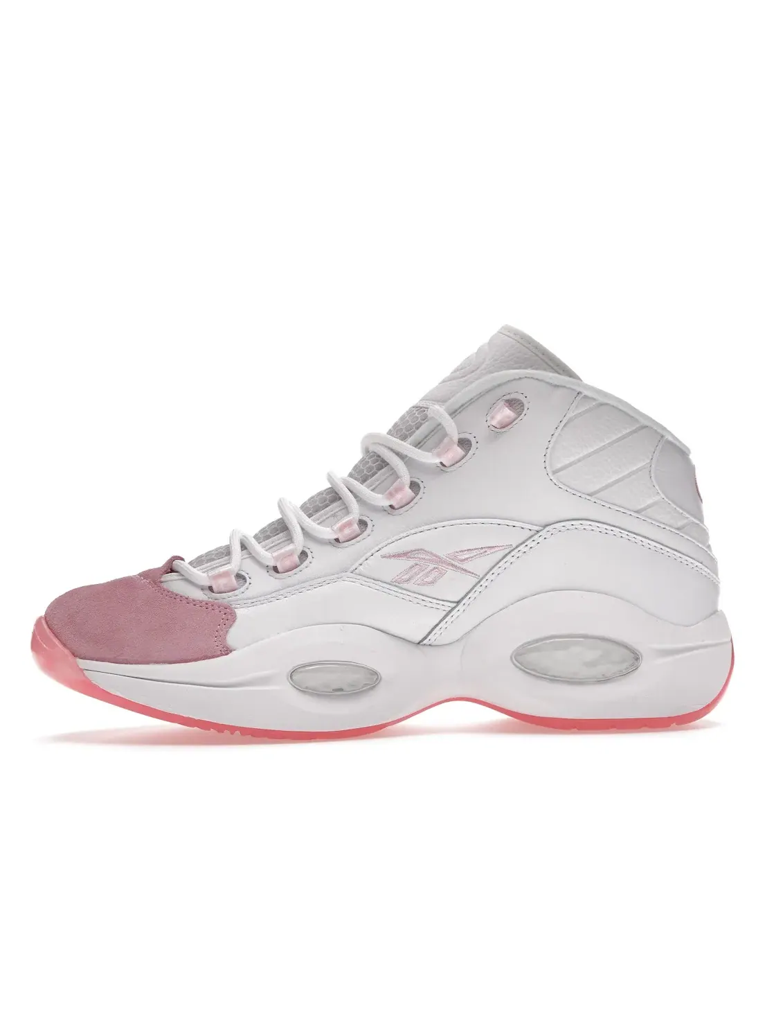 Кроссовки мужские Reebok Question Mid Замша Белый/Розовый — изображение 3 из 4, белый/розовый/розовый