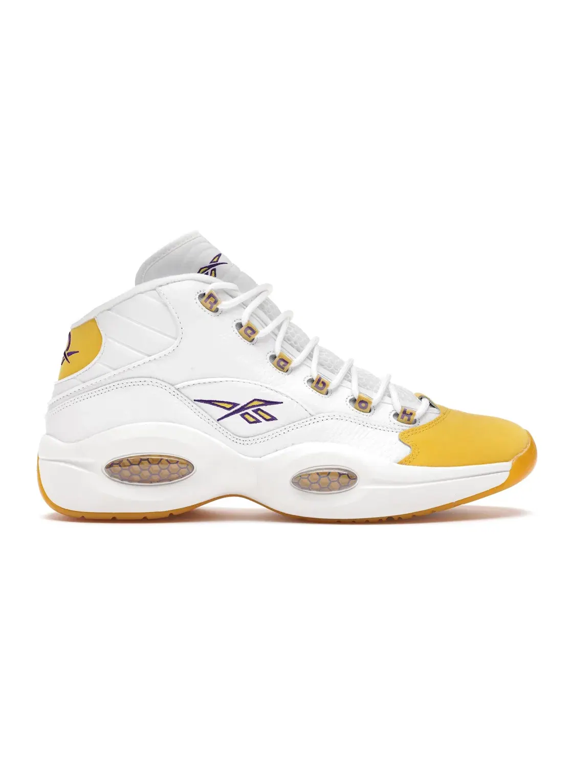 Кроссовки мужские Reebok Question Mid Lifestyle White/Yellow-Ultraviolet — изображение 1 из 4, белый/желтый