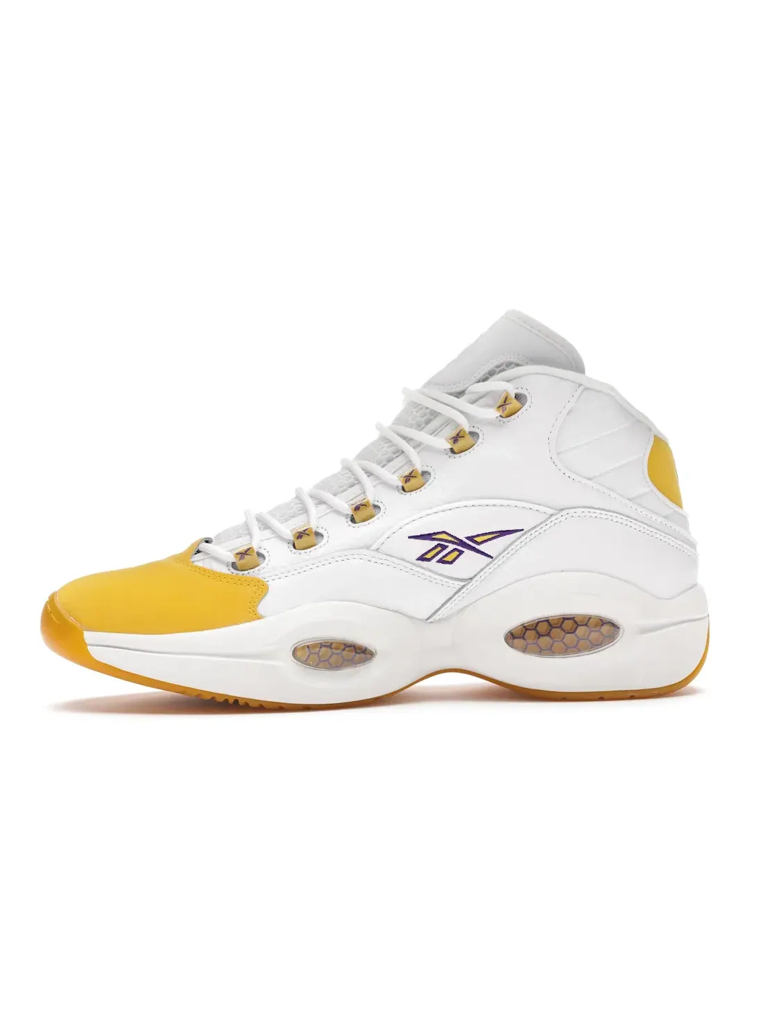 Кроссовки мужские Reebok Question Mid Lifestyle White/Yellow-Ultraviolet — изображение 3 из 4, белый/желтый