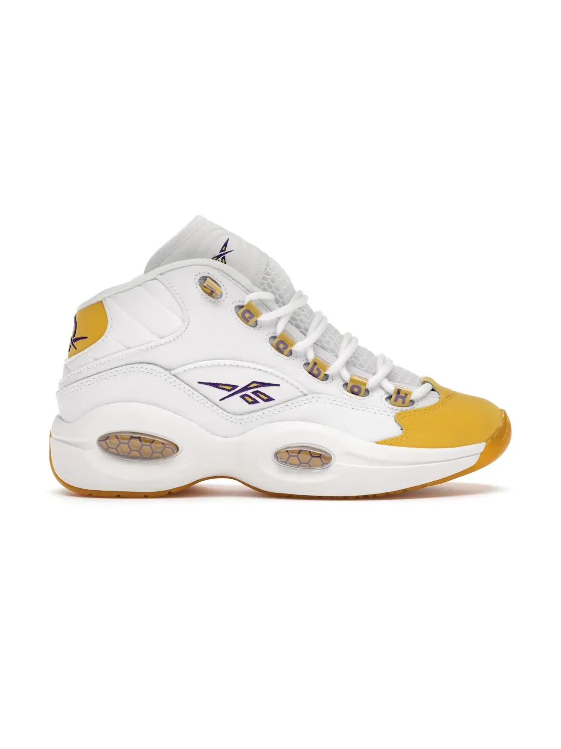 Кроссовки детские Reebok Lifestyle Question Mid Yellow Toe — изображение 1 из 4, белый/желтый