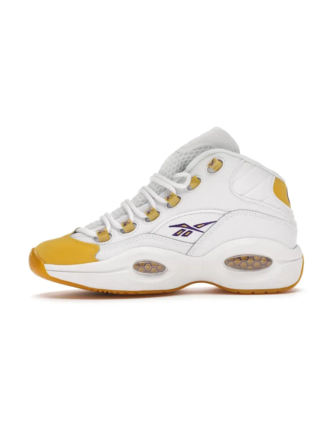 Кроссовки детские Reebok Lifestyle Question Mid Yellow Toe — изображение 3 из 4, белый/желтый