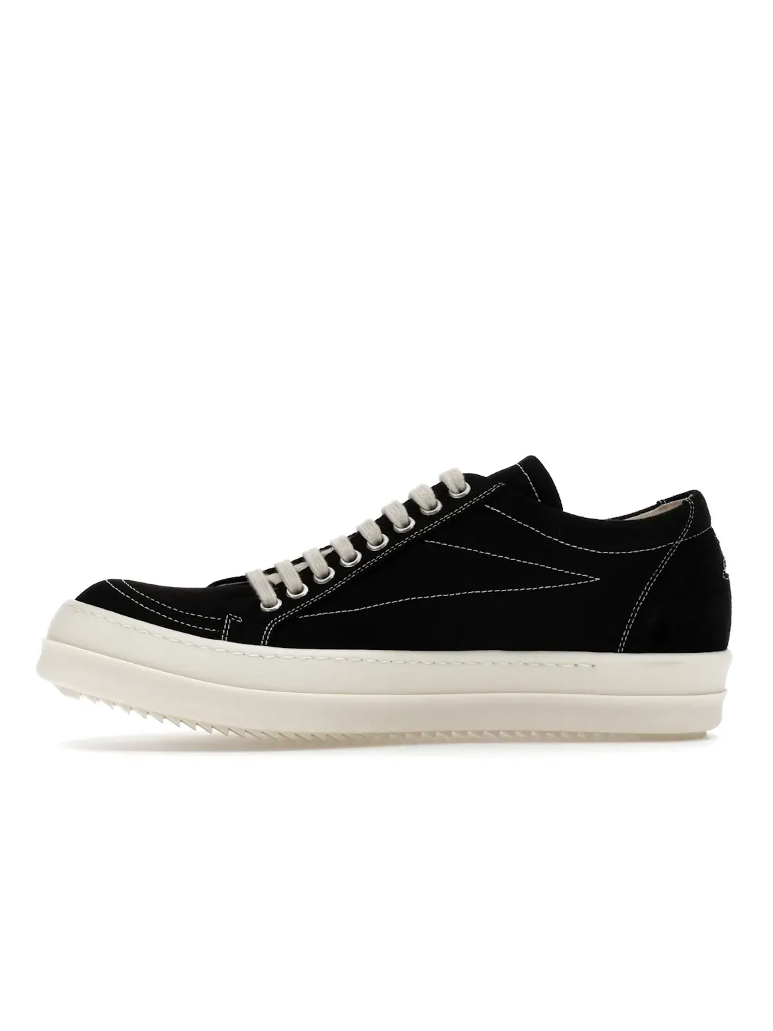 Мужские кроссовки с удлиненным силуэтом Rick Owens DRKSHDW SS26 Vintage Sneaks Temple Penta Black Milk — изображение 3 из 4