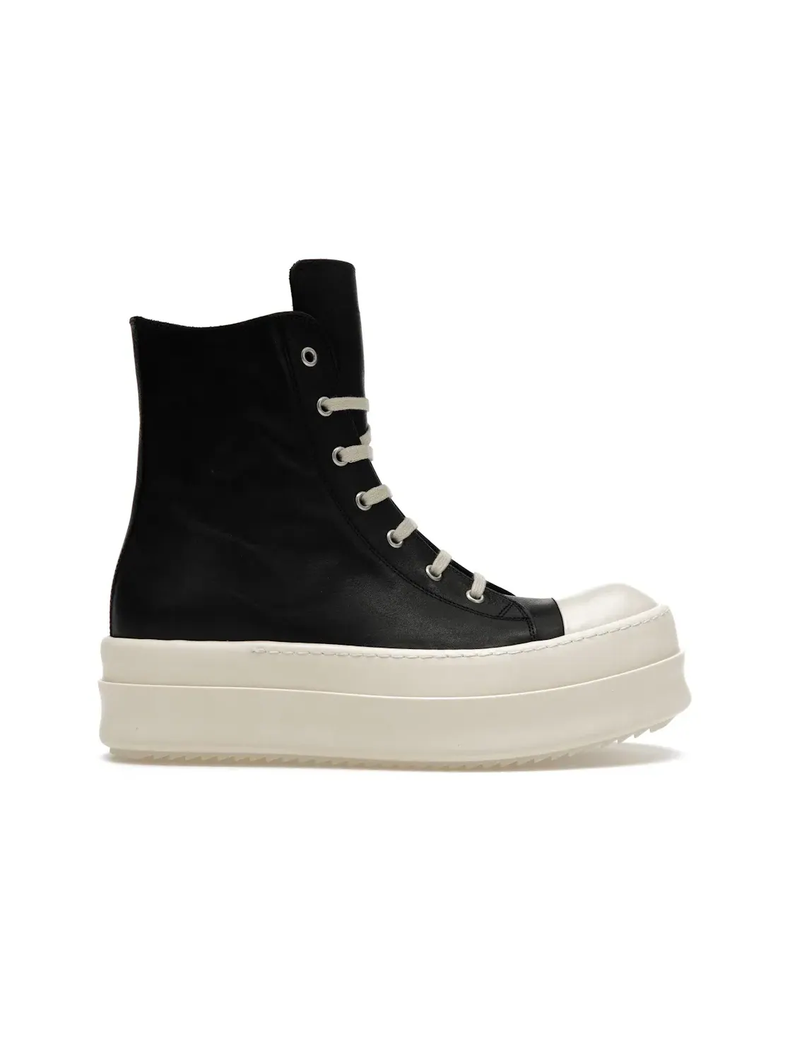 Мужские кроссовки на толстой подошве Rick Owens Mega Bumper Leather Sneakers — изображение 1 из 4, черный
