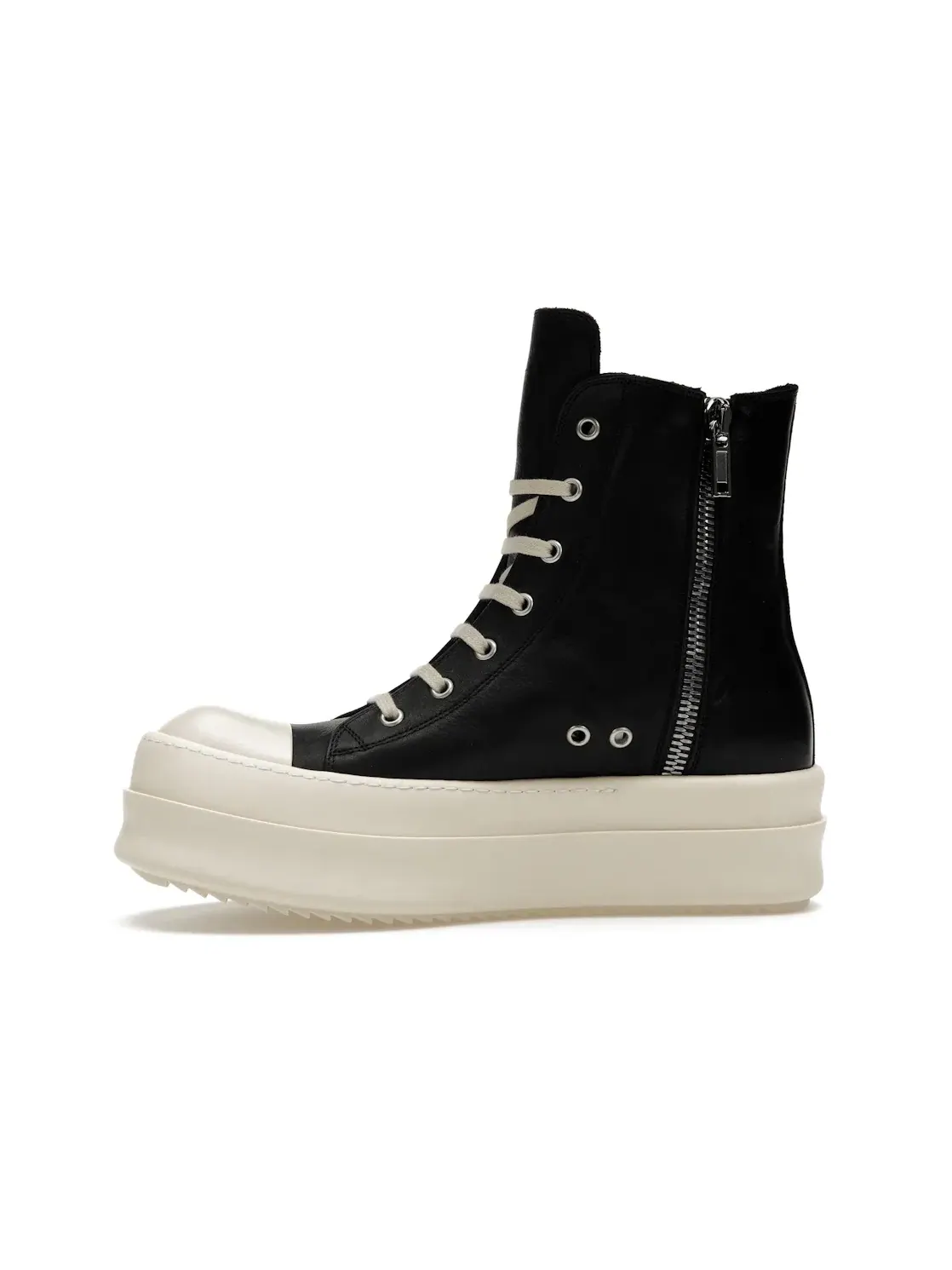 Мужские кроссовки на толстой подошве Rick Owens Mega Bumper Leather Sneakers — изображение 3 из 4, черный