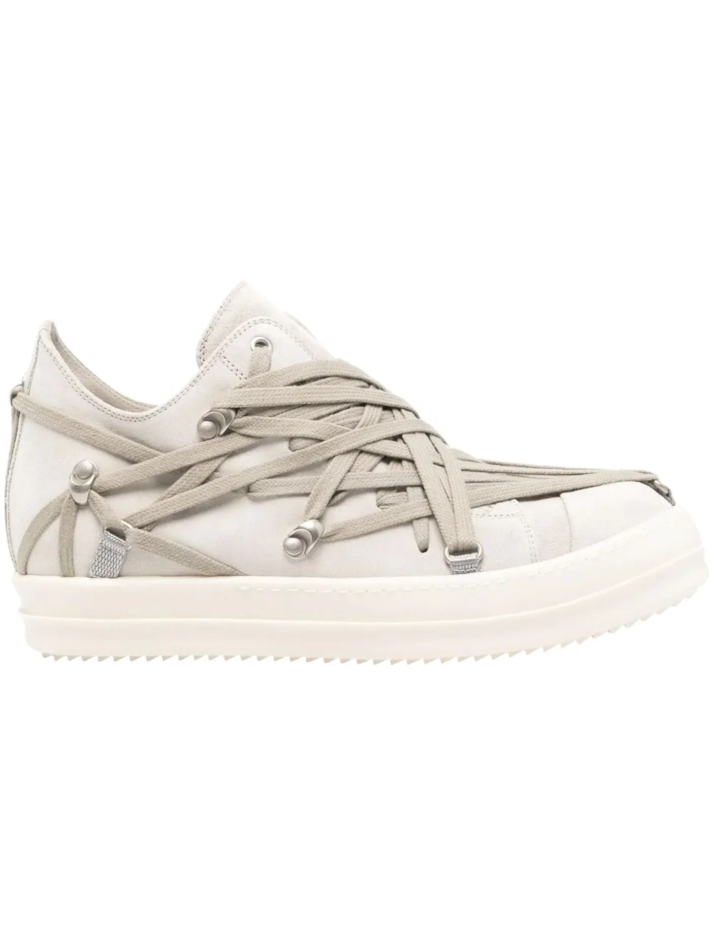 Мужские кроссовки с принтом Rick Owens Megalaced Low Sneaks, Dinge/Milk — изображение 1 из 1