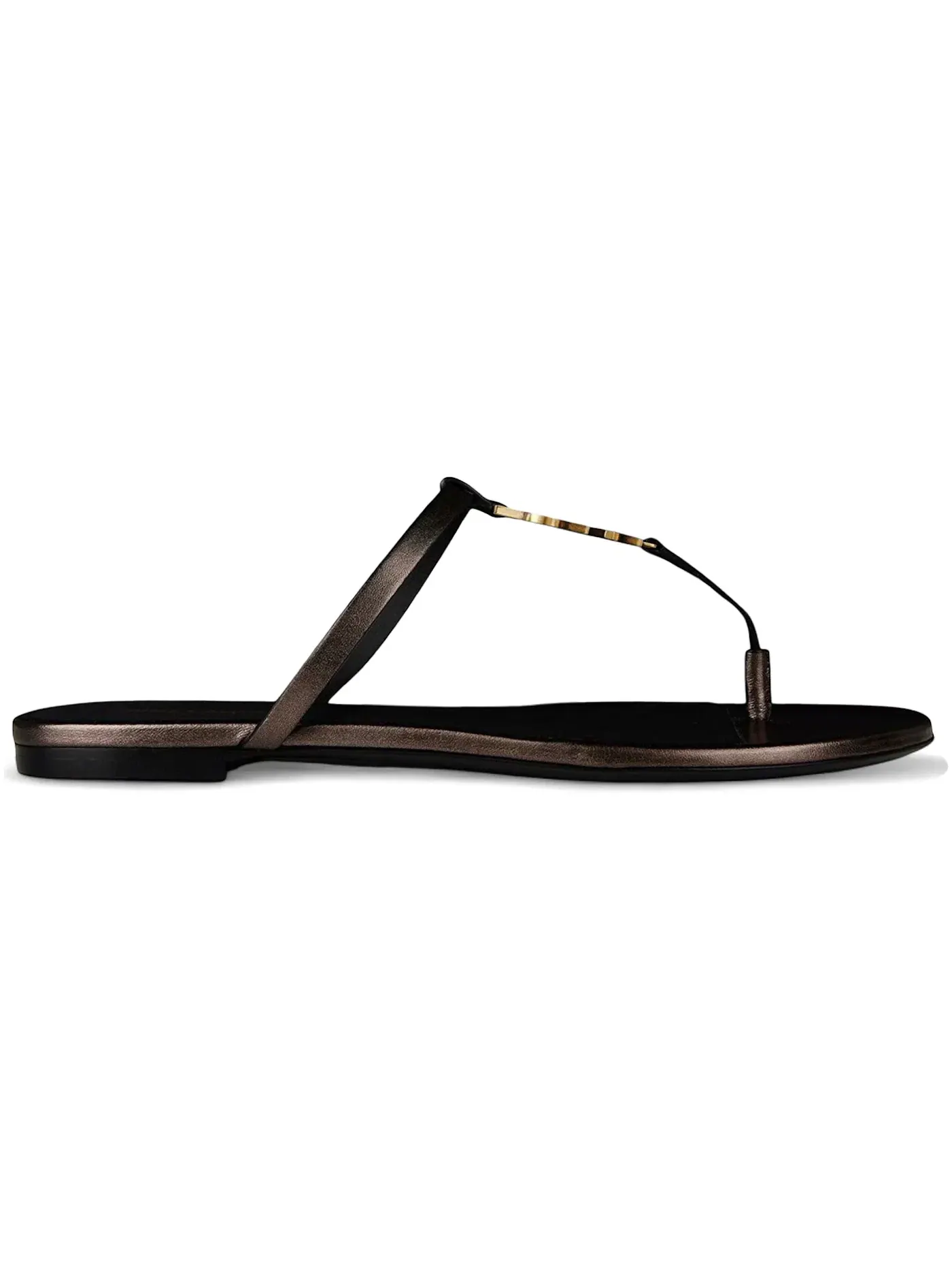 Женские сандалии-вьетнамки кожаные Cassandra Saint Laurent — изображение 1 из 1, золотистый
