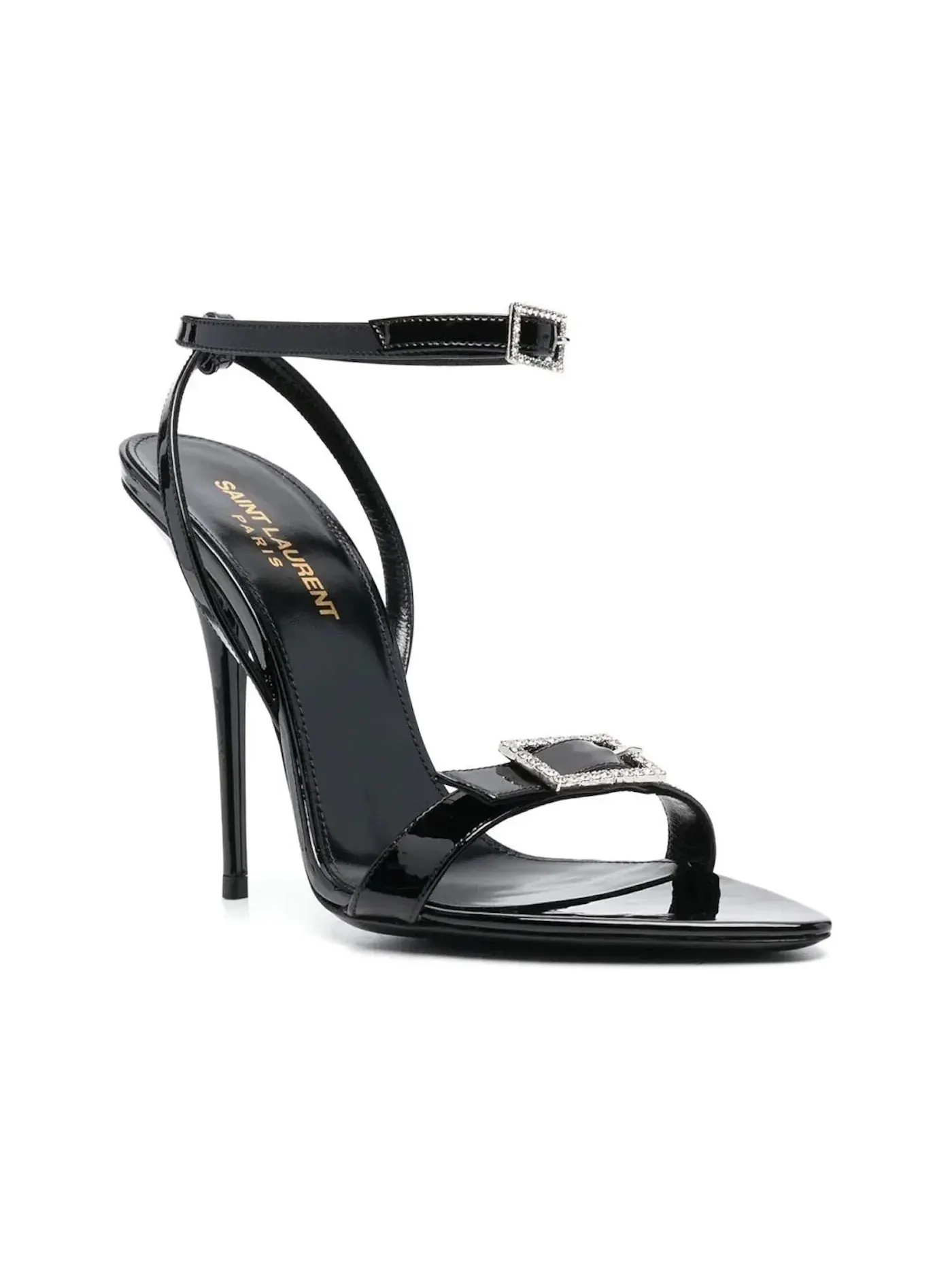 Женские босоножки на каблуке Saint Laurent Gippy Buckled Sandal Heels — изображение 2 из 2, черный
