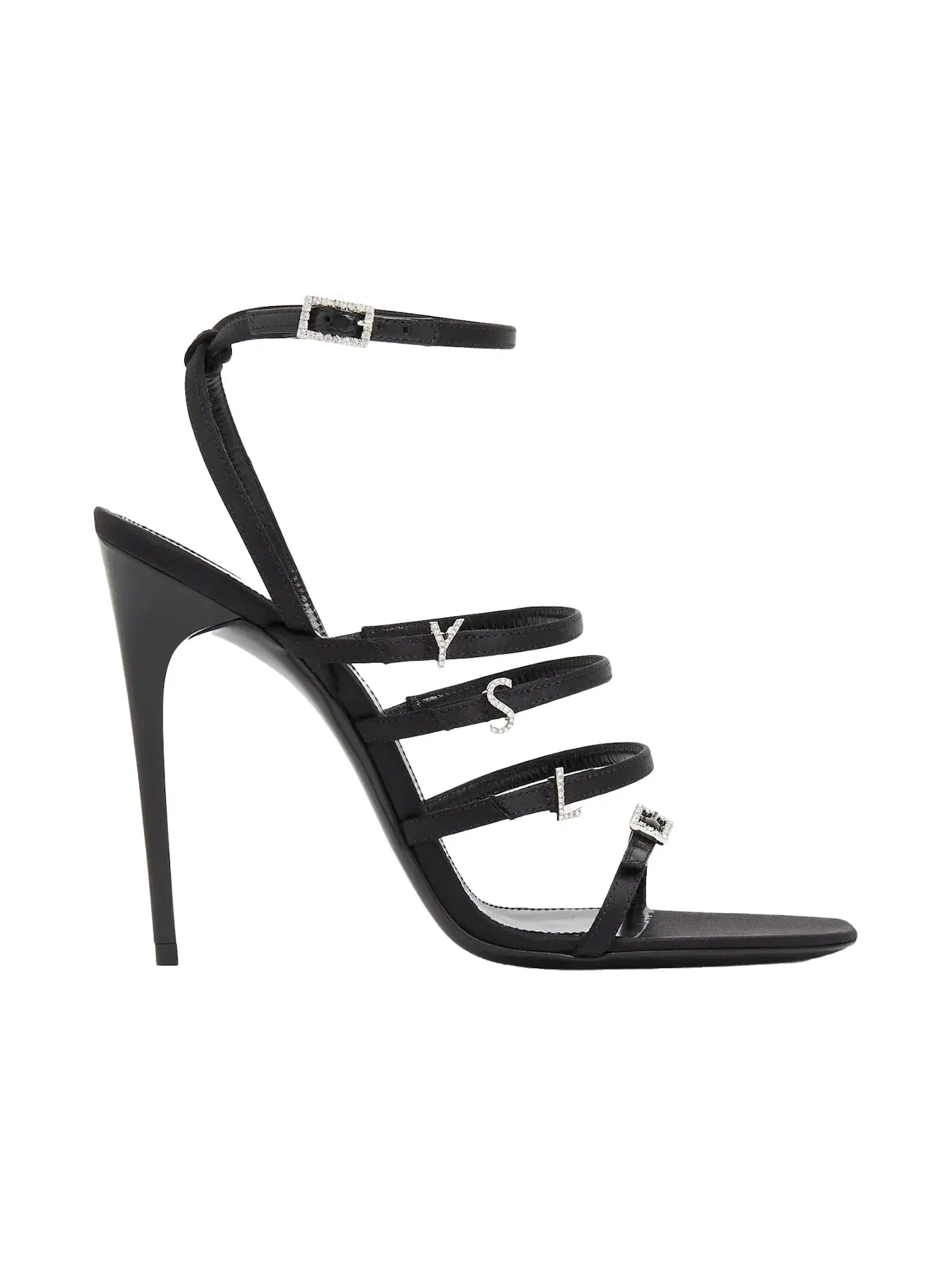 Женские босоножки на каблуке Jerry Crepe Satin Saint Laurent — изображение 1 из 1, черный