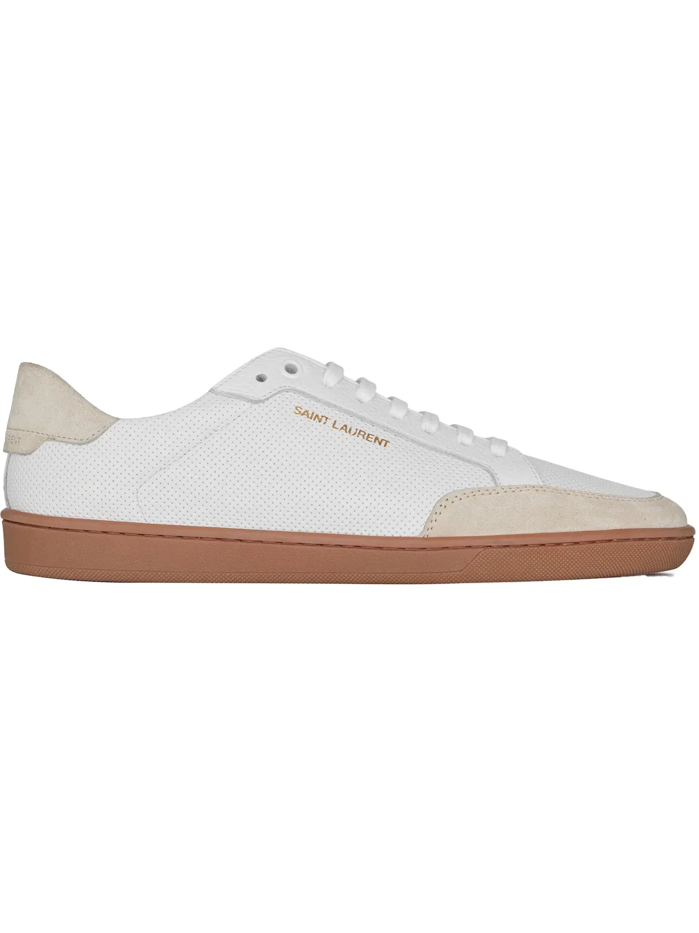 Мужские кеды с кожаным верхом Saint Laurent SL10 Court Leather — изображение 1 из 1, белый серый