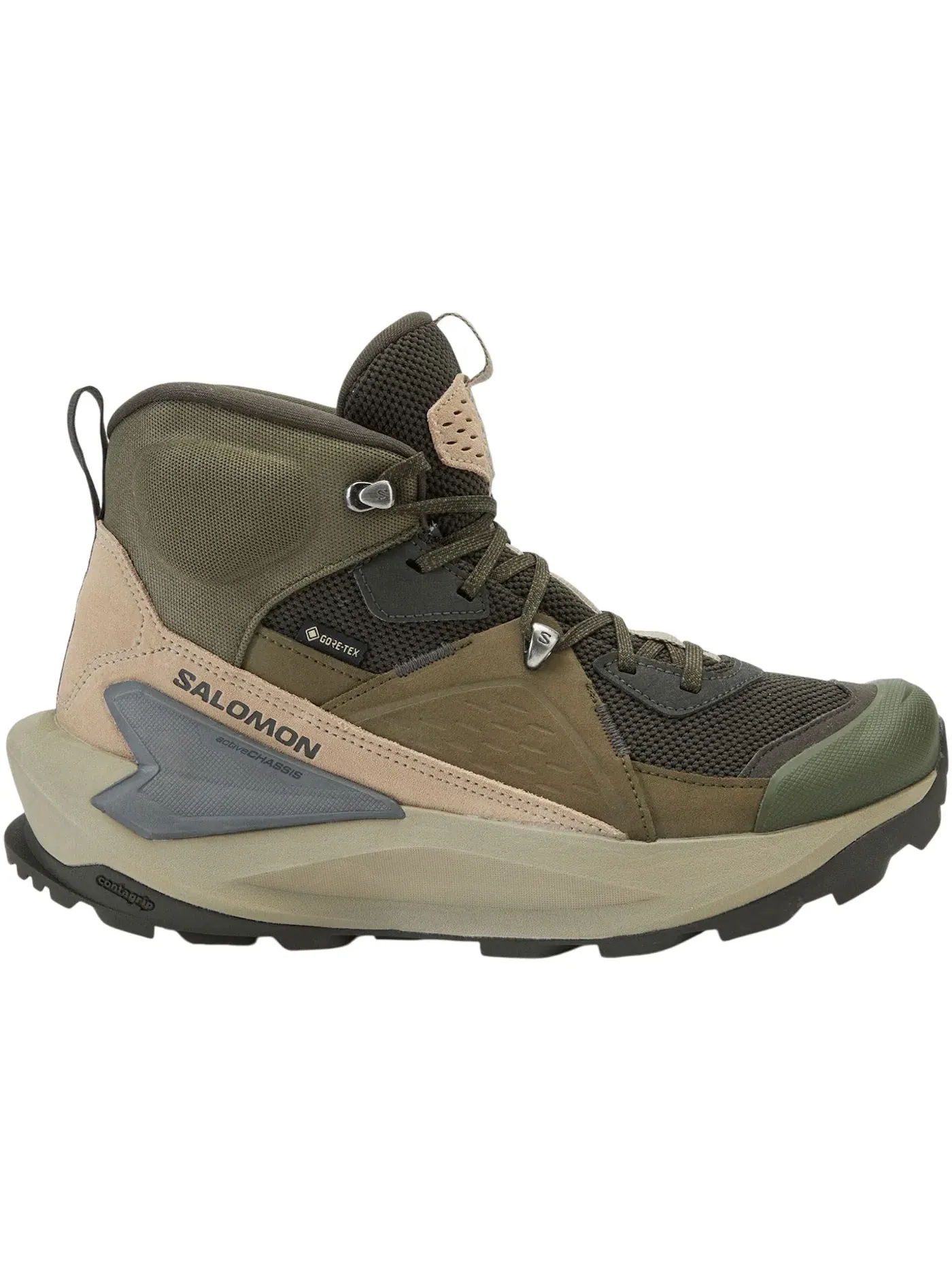 Кроссовки мужские Salomon Elixir Mid Gore-Tex для бега, водонепроницаемые — изображение 1 из 1, винтажный хаки