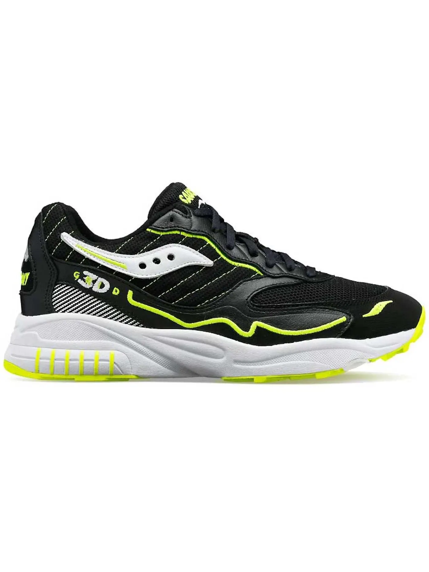 Мужские кроссовки Lifestyle Saucony 3D Grid Hurricane — изображение 1 из 1, черный/белый/желтый