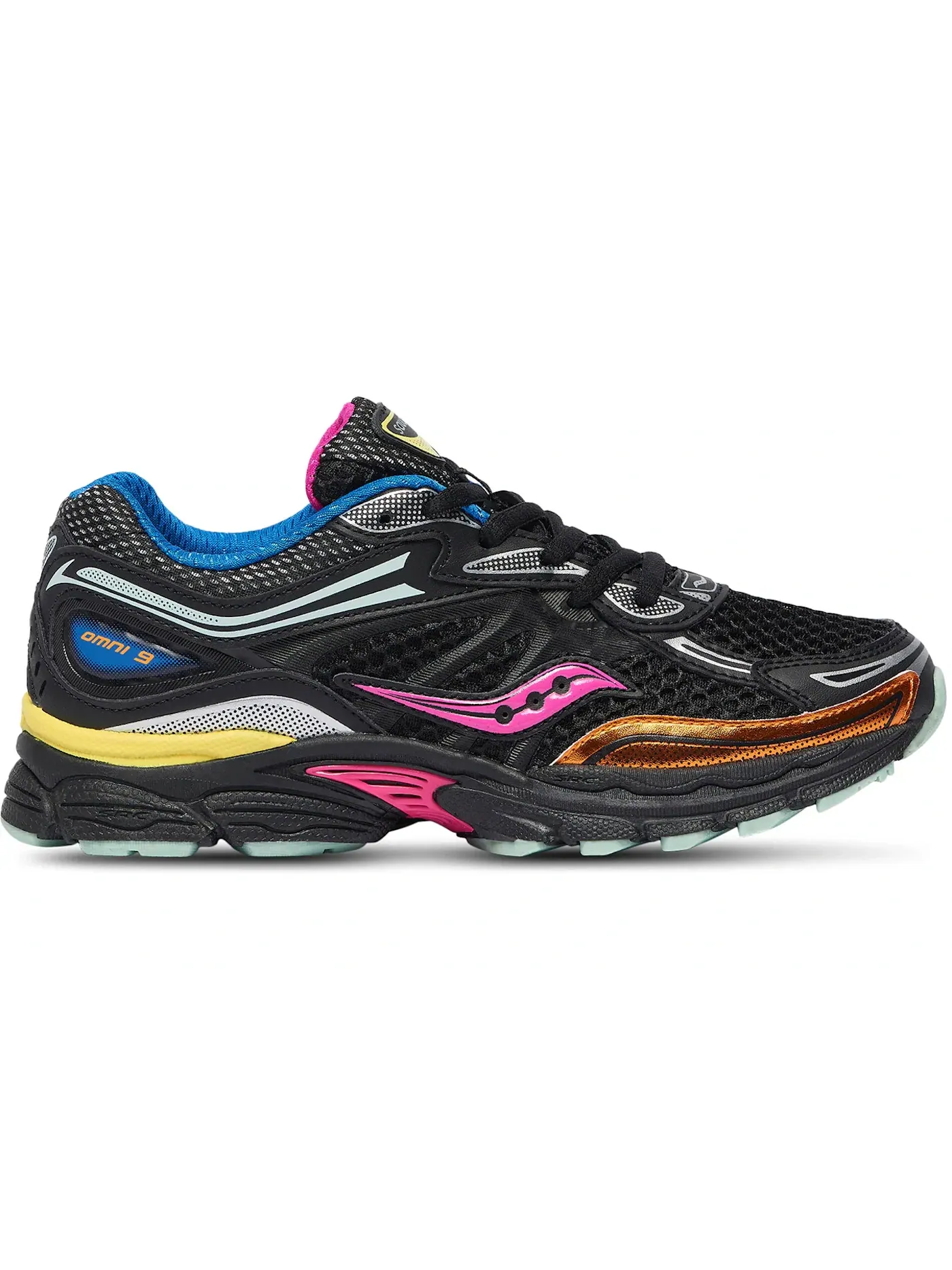Детские кроссовки Lifestyle с ретро-дизайном Saucony ProGrid Omni 9 — изображение 1 из 1, черный/мульти