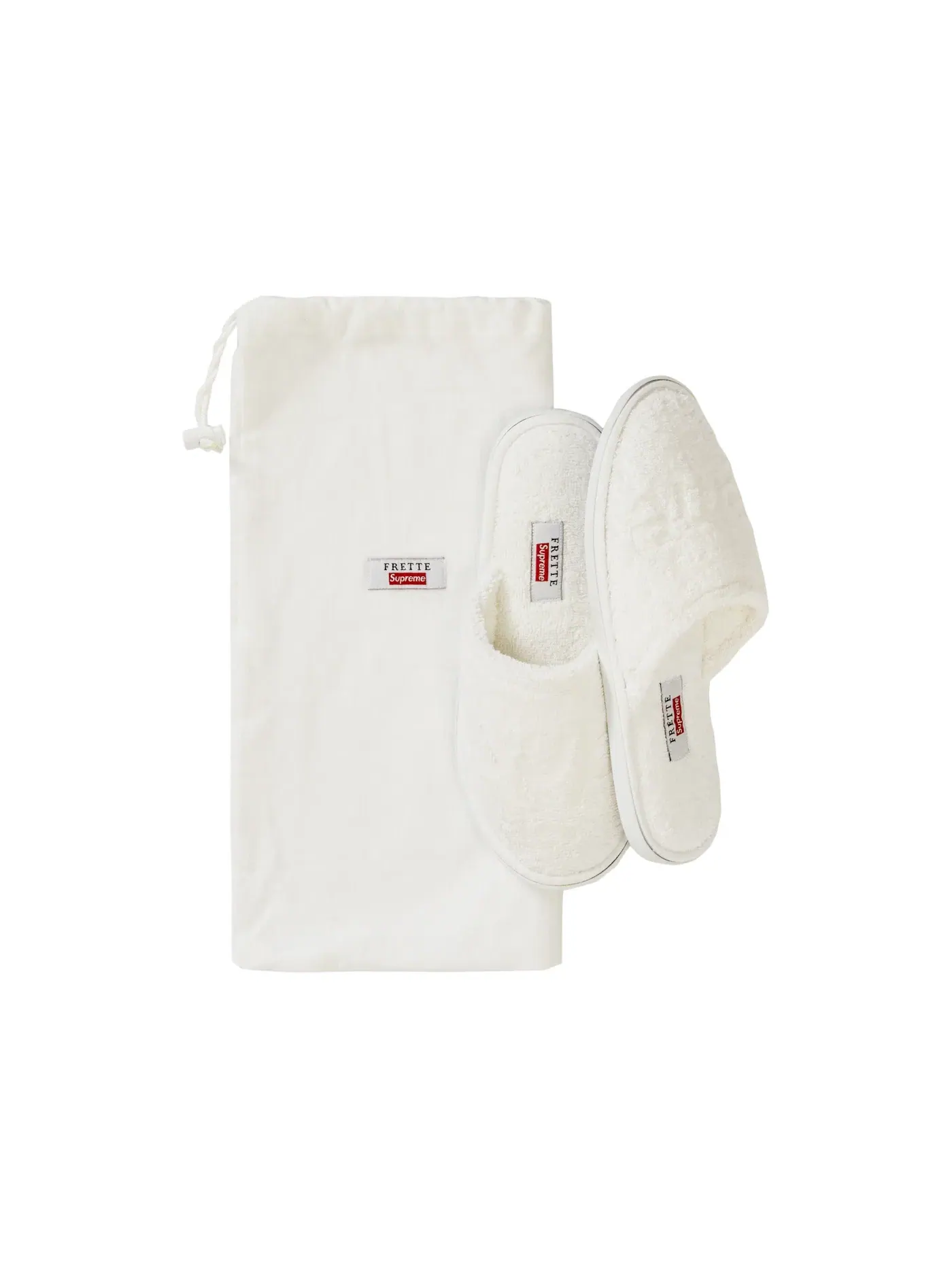 Детские тапочки с принтом Supreme Frette Slippers — изображение 1 из 1, белый