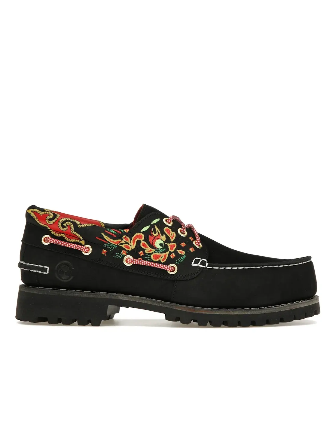 Мужские лоферы с 3-мя люверсами Timberland 3-Eye Classic Lug Handsewn Boat Shoe — изображение 1 из 4, черный/красный