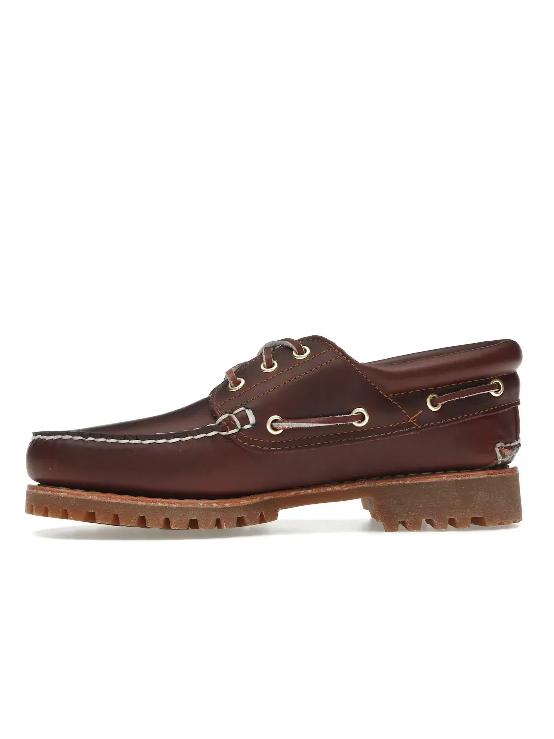 Мужские лоферы с прошивкой Timberland 3-Eye Lug Handsewn Boat Shoe — изображение 3 из 4, бордовый