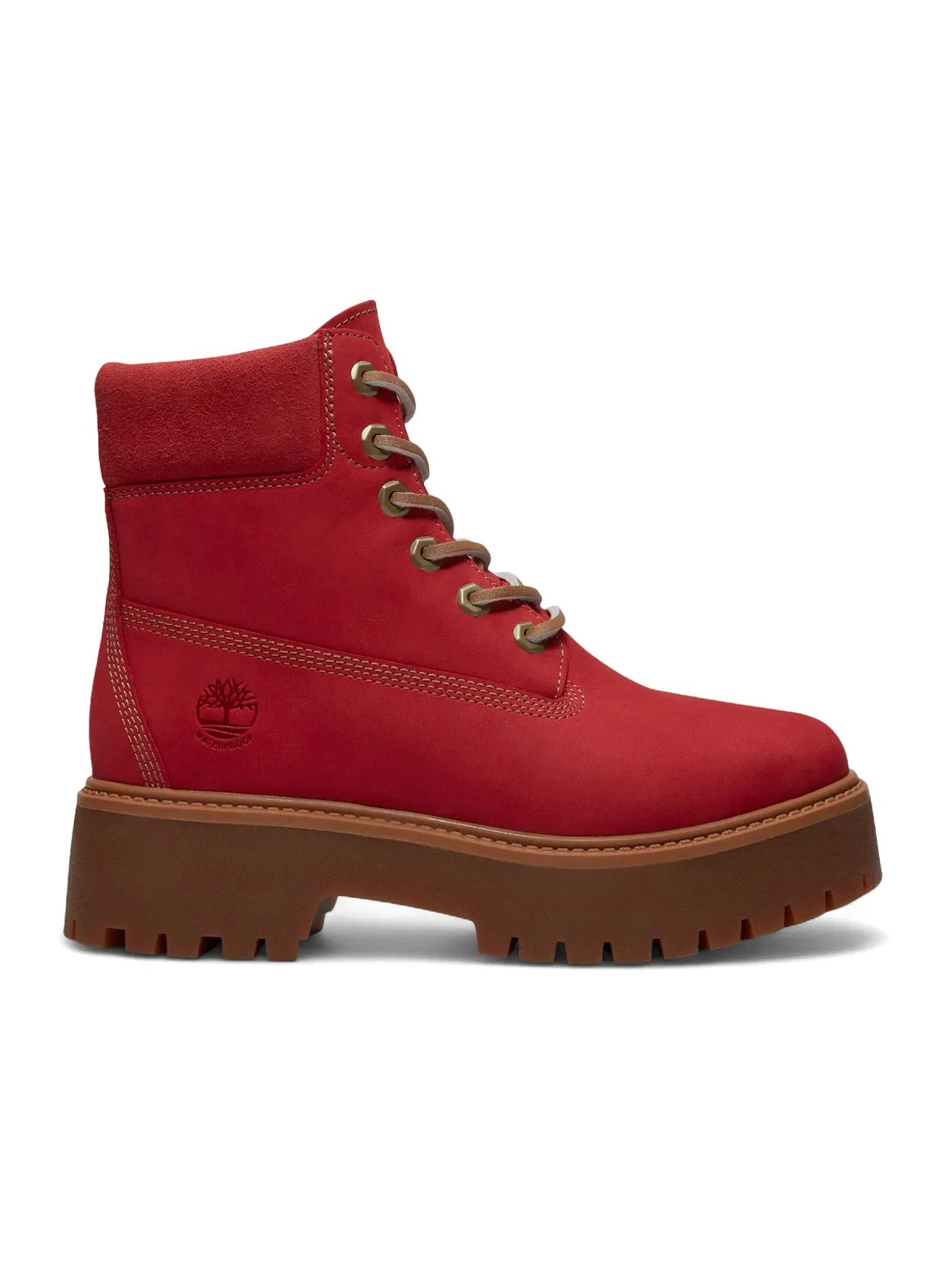 Женский ботинок водонепроницаемый Timberland Stone Street 6" Waterproof Platform Boot — изображение 1 из 1, красный