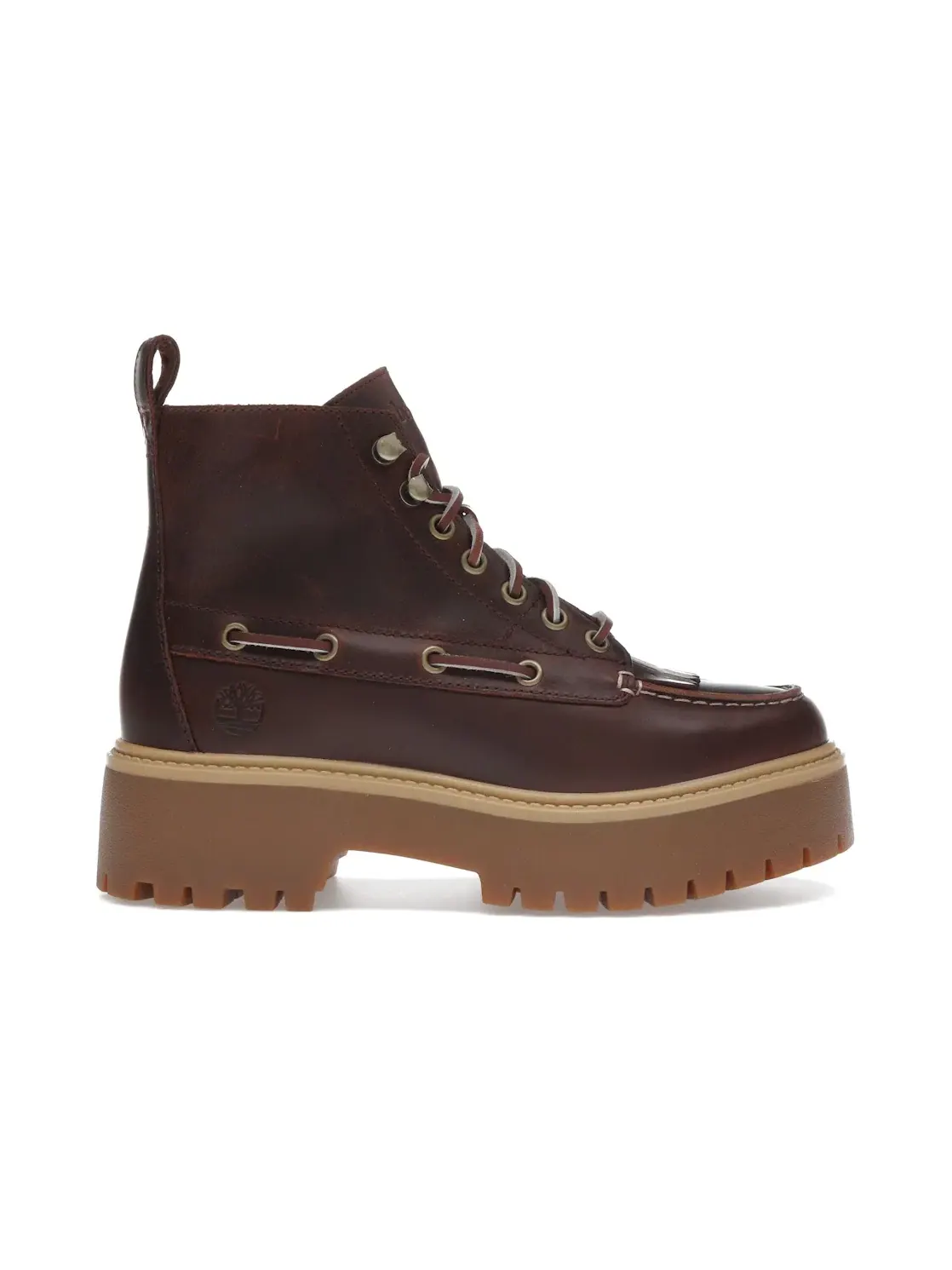 Женские ботинки Timberland Stone Street Mid 7-Eye Platform Kiltie Boot, Root Beer — изображение 1 из 4