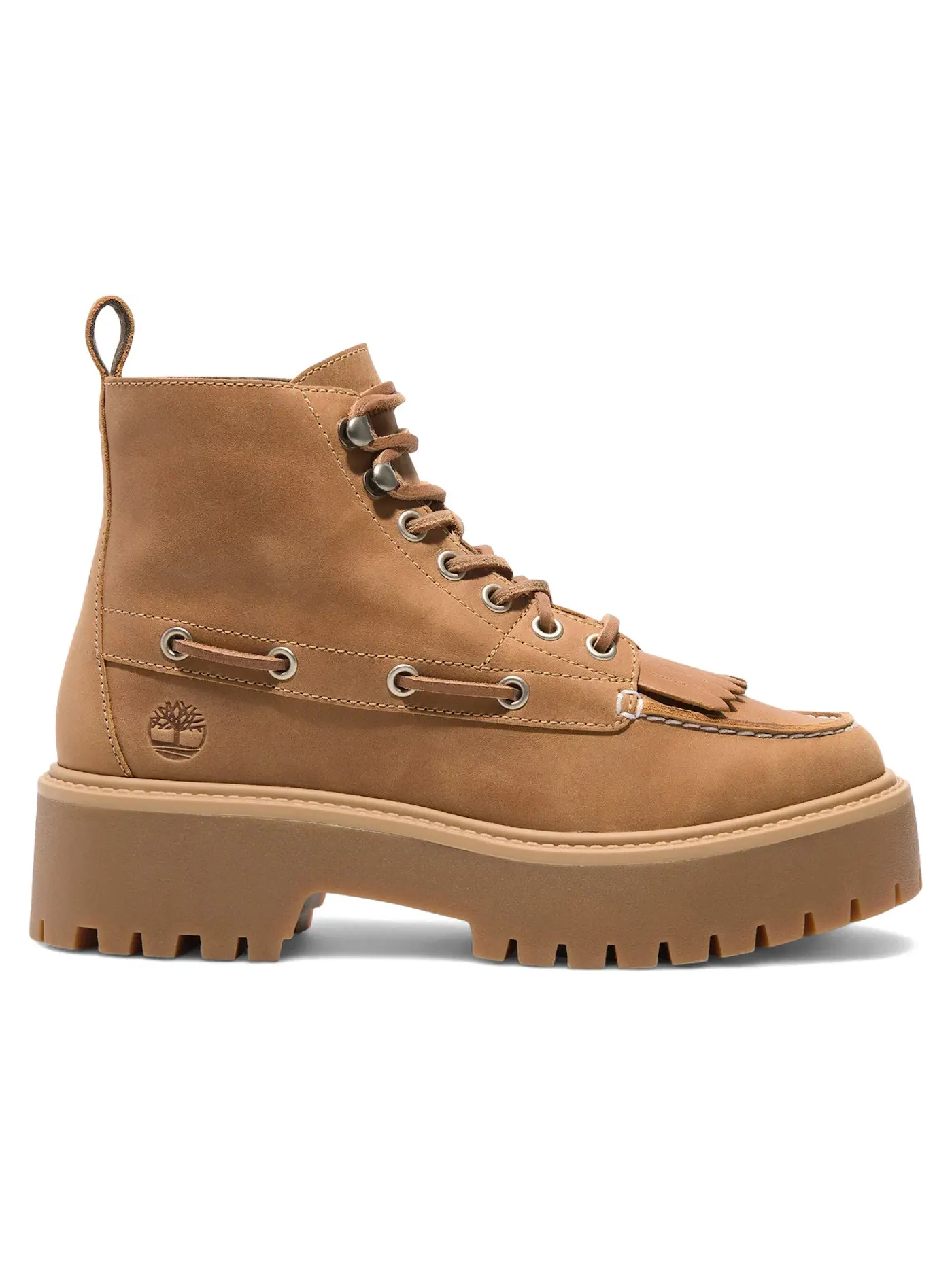 Женские ботинки с платформой Timberland Stone Street Mid 7-Eye Platform Kiltie Boot — изображение 1 из 1, пшеница