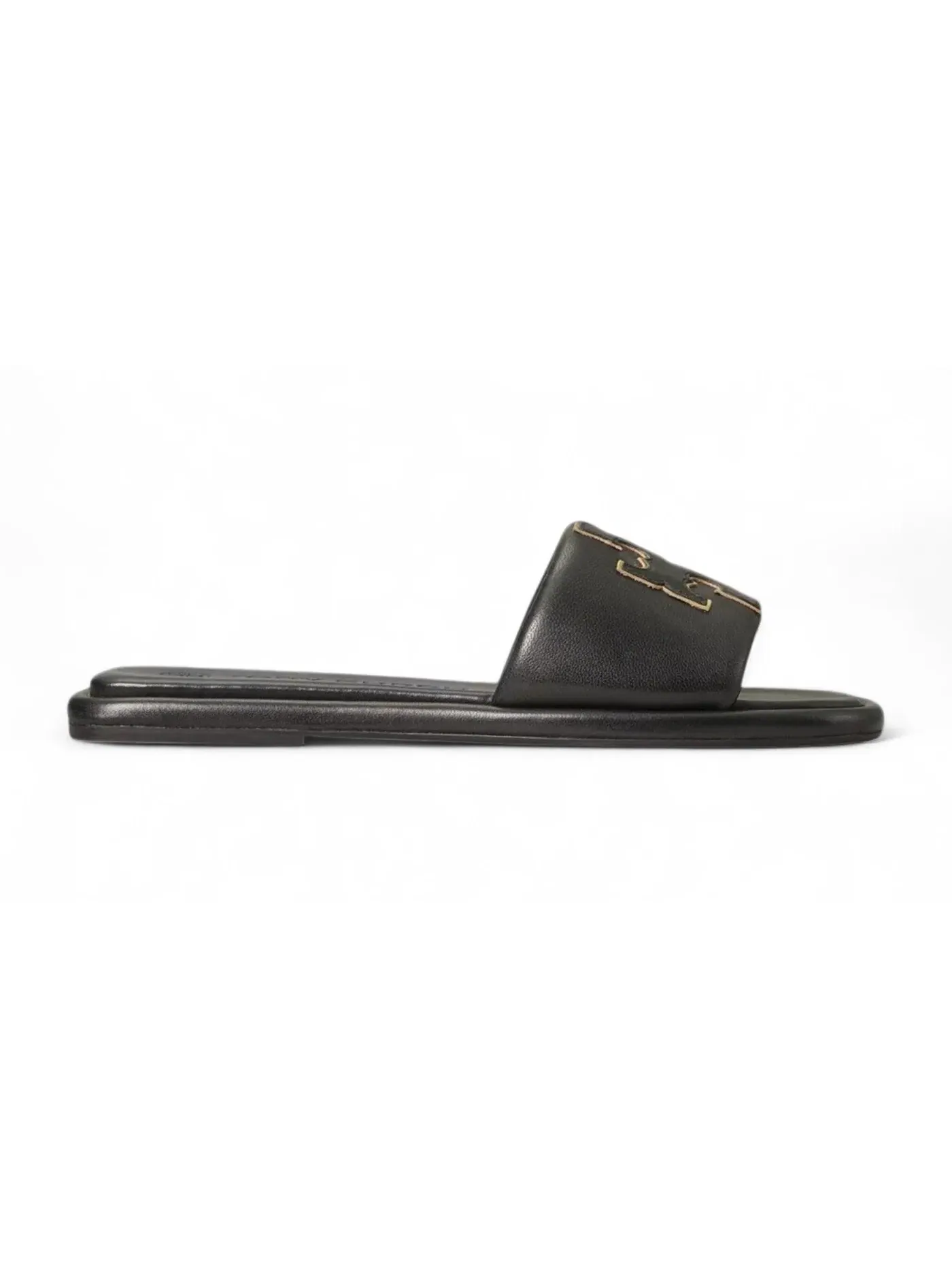 Женские шлепанцы с логотипом Tory Burch Double T Sport Slide — изображение 1 из 1, черный золотистый