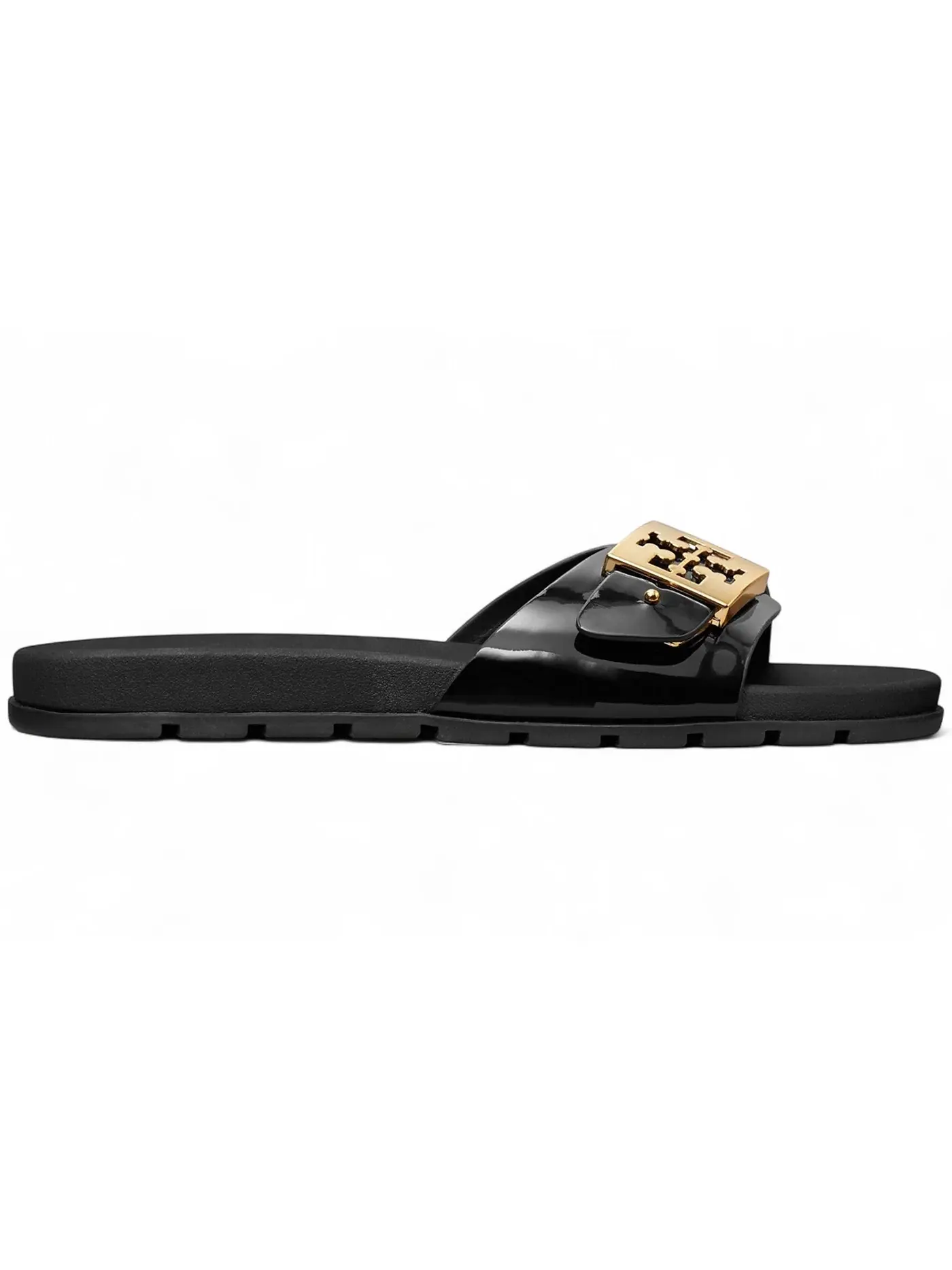 Женские сандалии с логотипом Tory Burch Mellow Slide — изображение 1 из 2, черный/золотистый