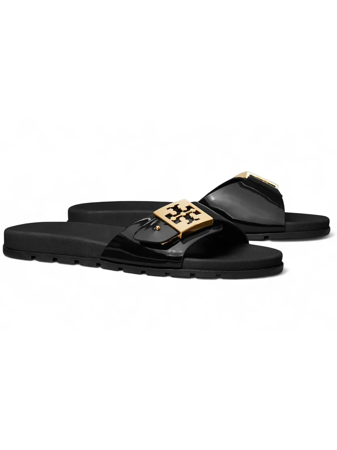 Женские сандалии с логотипом Tory Burch Mellow Slide — изображение 2 из 2, черный/золотистый