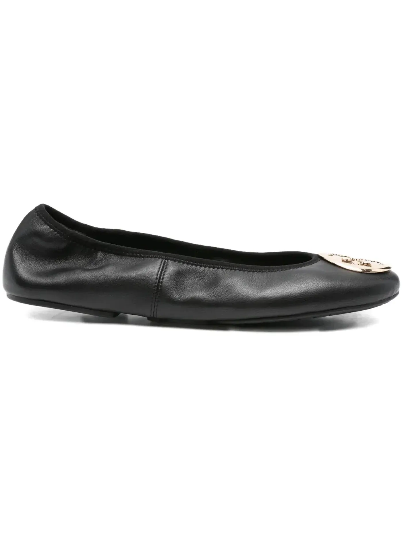 Женские балетки с логотипом Tory Burch Reva Travel Ballet Flat — изображение 1 из 1, черный/золотистый