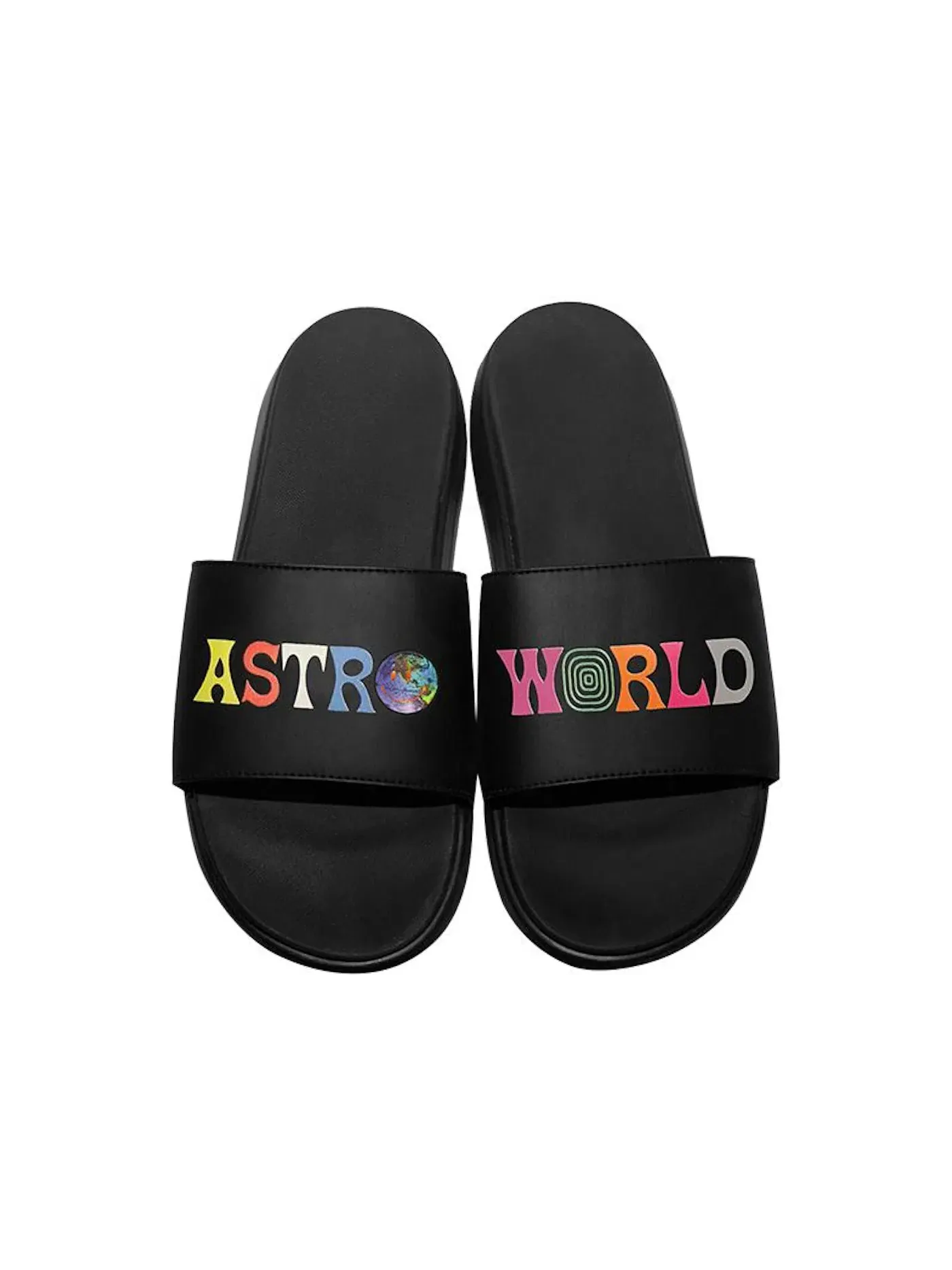 Мужские шлепанцы с принтом Travis Scott Astroworld Travis Scott — изображение 1 из 1, черный/мульти