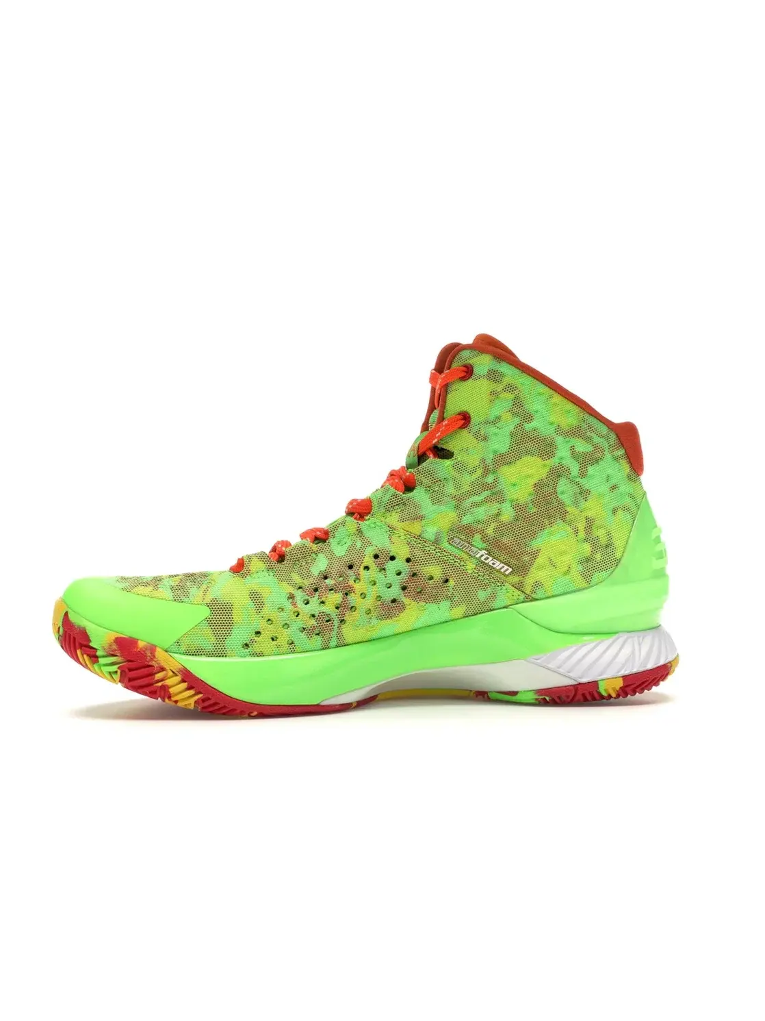 Мужские кроссовки с камуфляжным принтом UA Curry 1 Under Armour — изображение 3 из 4, зеленый оранжевый