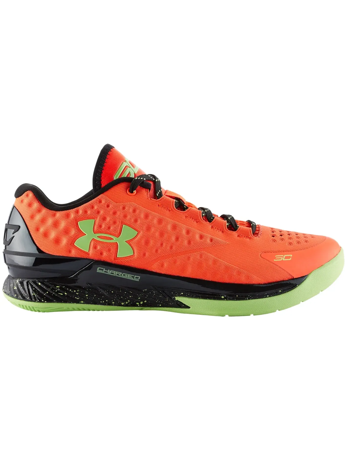 Мужские кроссовки для баскетбола с ярким дизайном UA Curry 1 Low Under Armour — изображение 1 из 1, оранжевый/черный-зеленый