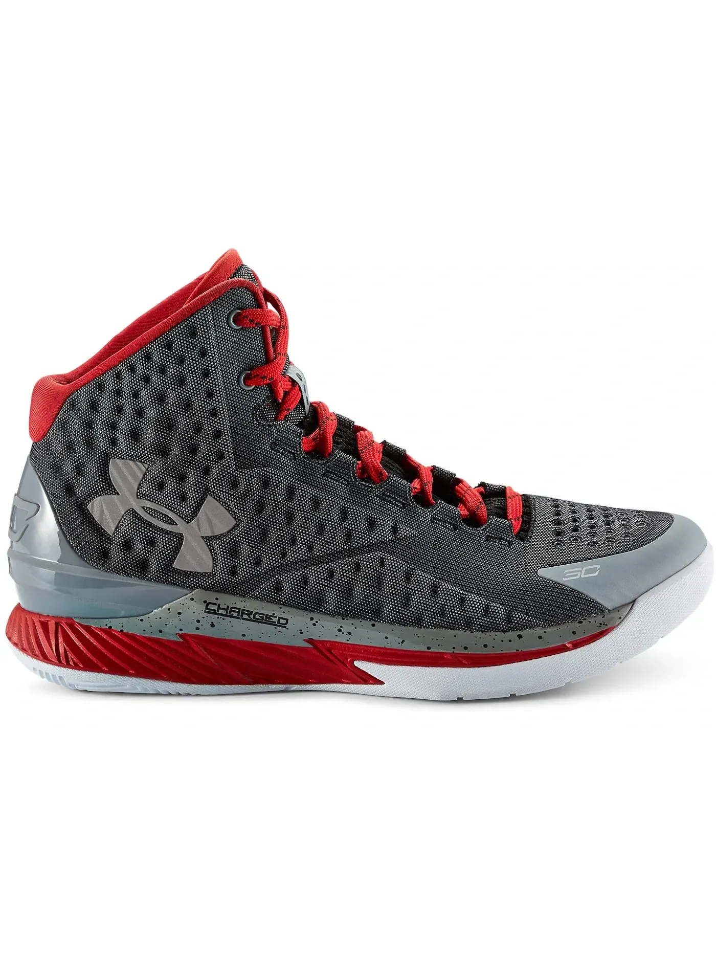 Мужские кроссовки с принтом UA Curry 1 Under Armour — изображение 1 из 1, серебристый/красный