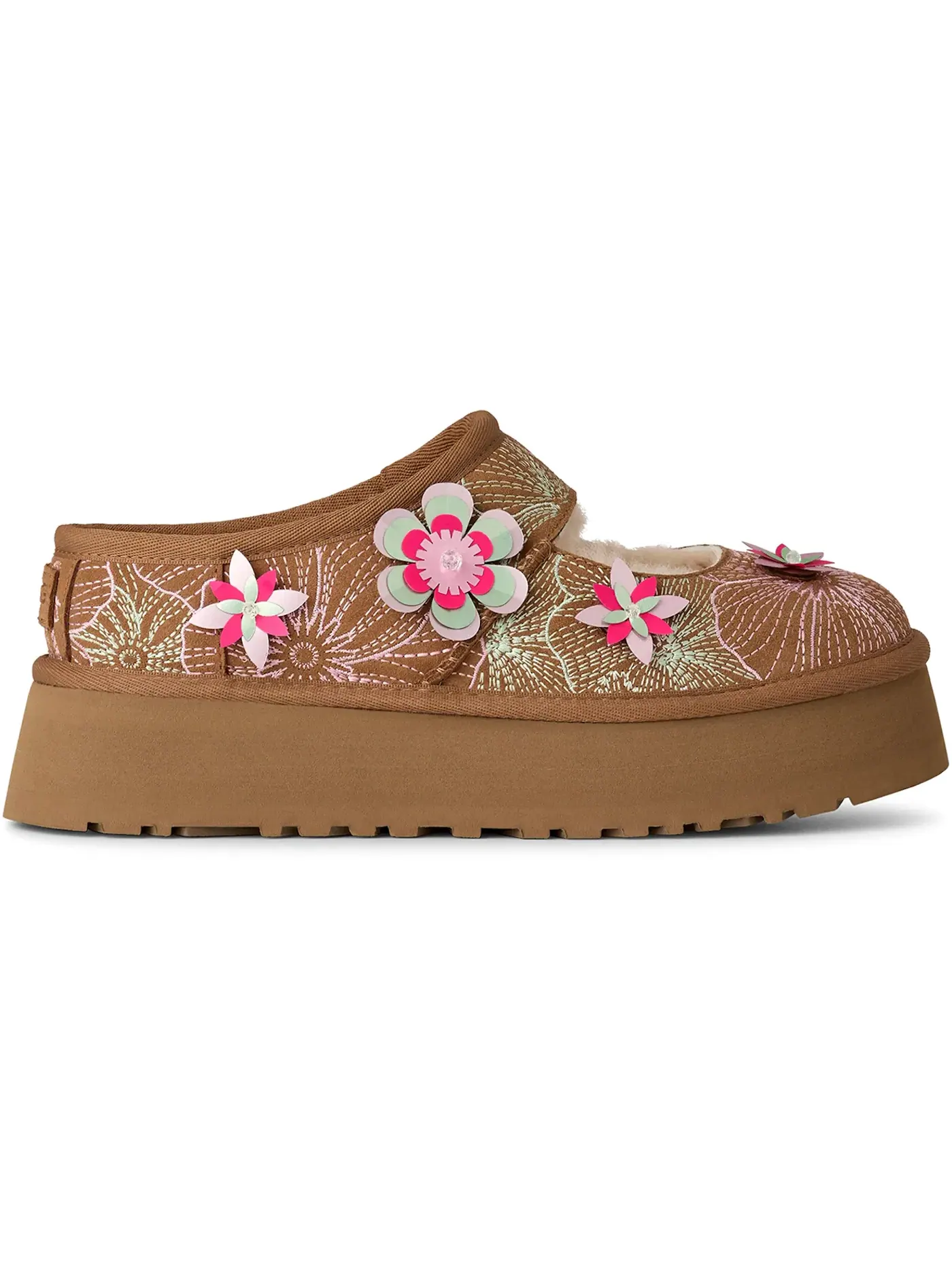 Тапочки женские UGG Bea Mary Jane Meadow — изображение 1 из 1, каштановый