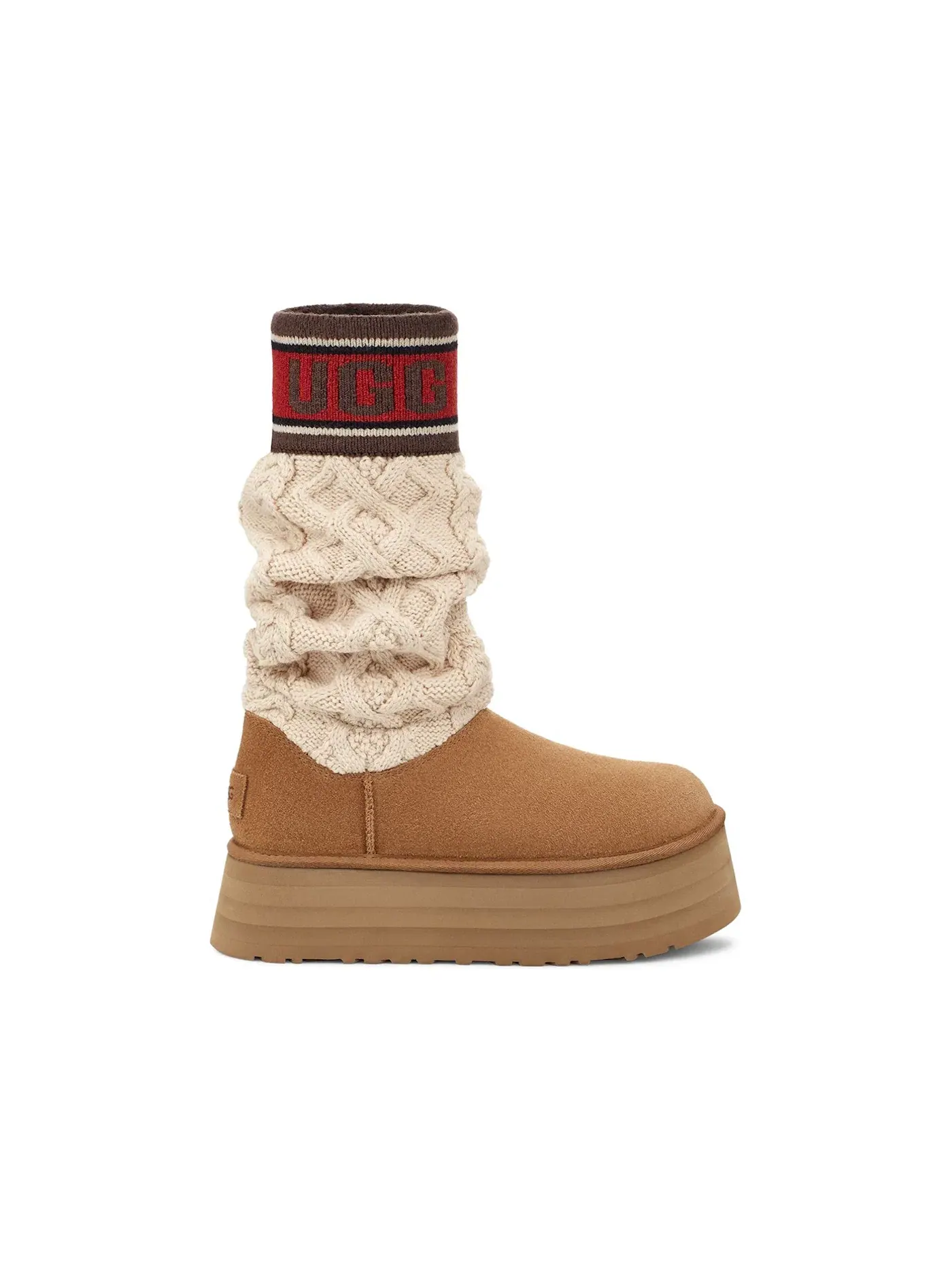 Ботинки женские UGG Classic Sweater Letter — изображение 1 из 3, каштановый