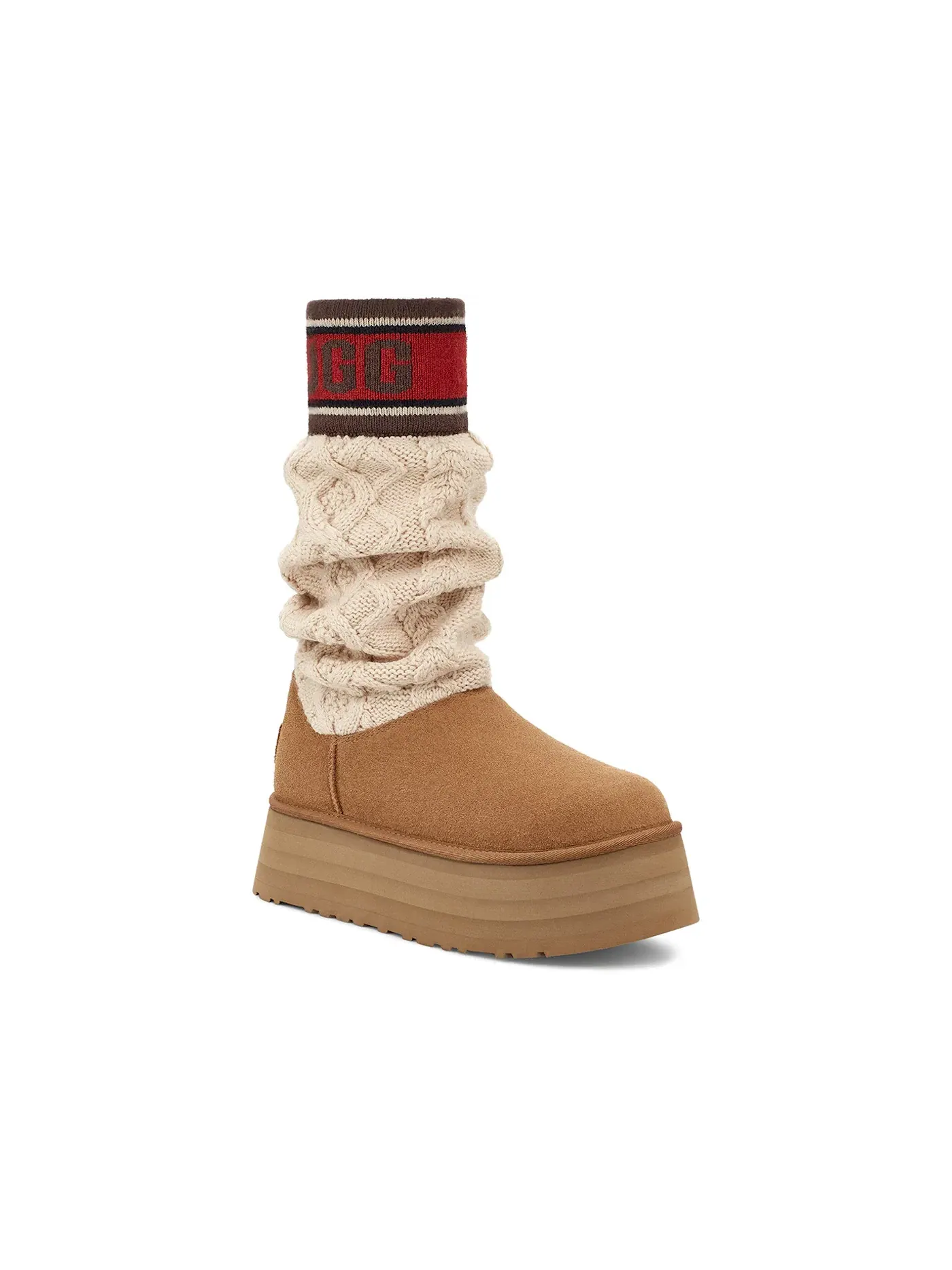 Ботинки женские UGG Classic Sweater Letter — изображение 2 из 3, каштановый