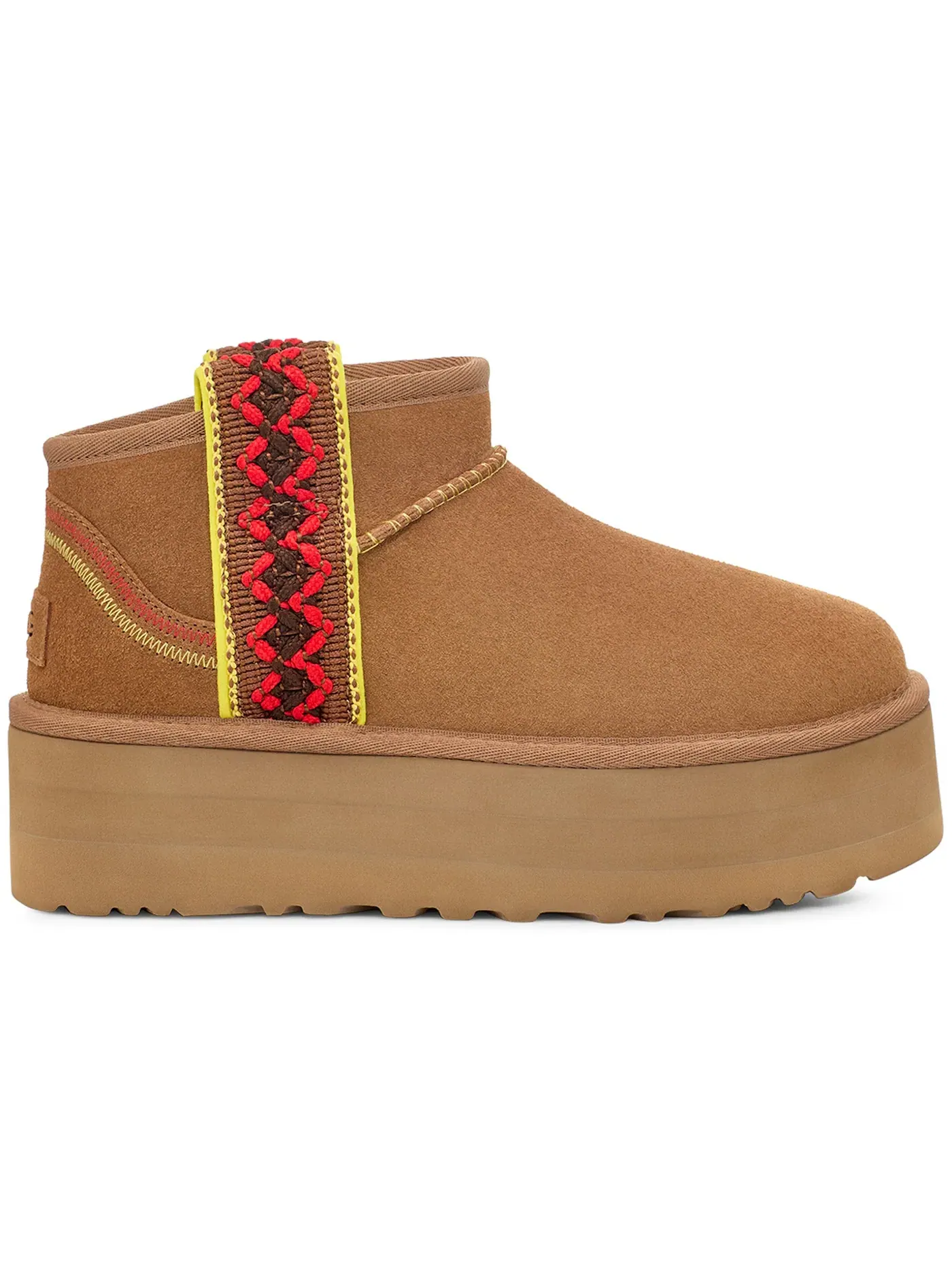 Сапоги женские UGG Classic Ultra Mini Braid — изображение 1 из 3, каштановый
