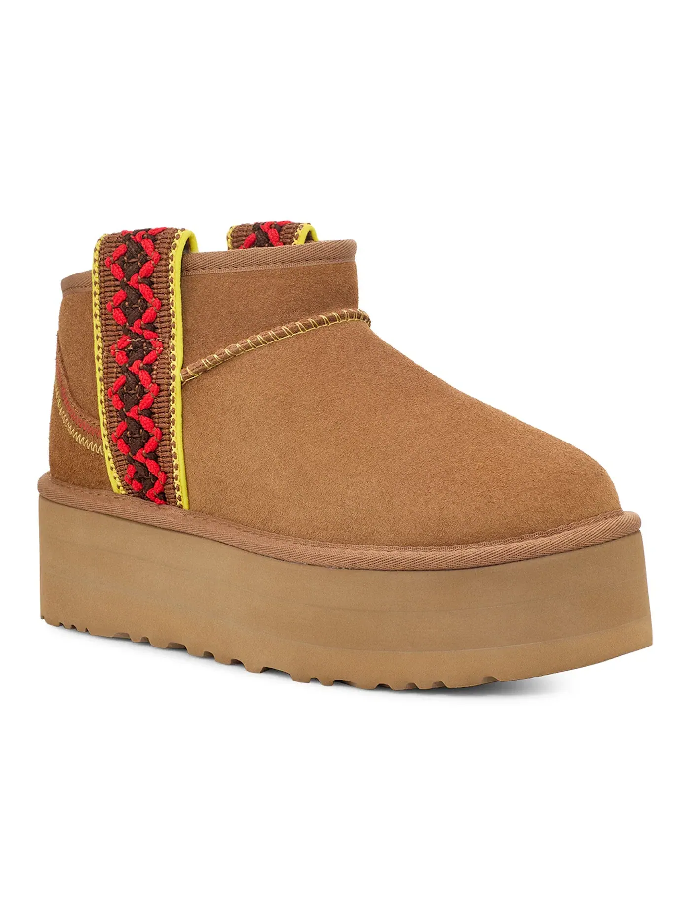 Сапоги женские UGG Classic Ultra Mini Braid — изображение 2 из 3, каштановый