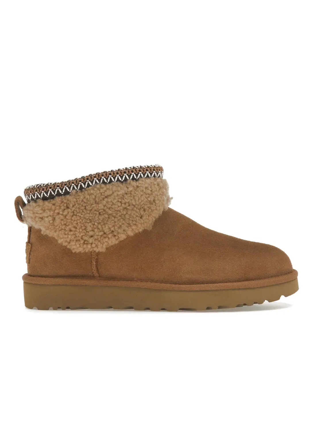 Сапоги женские UGG Classic Ultra Mini Maxi Curly — изображение 1 из 4, каштановый