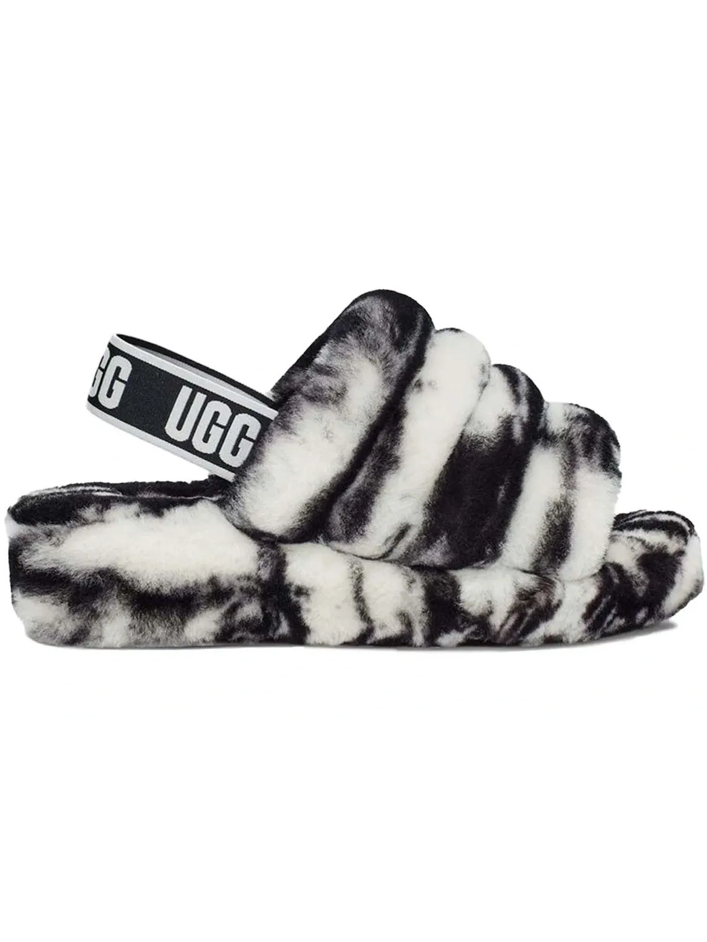 Шлепанцы женские UGG Fluff Yeah Slide — изображение 1 из 1, черный/белый