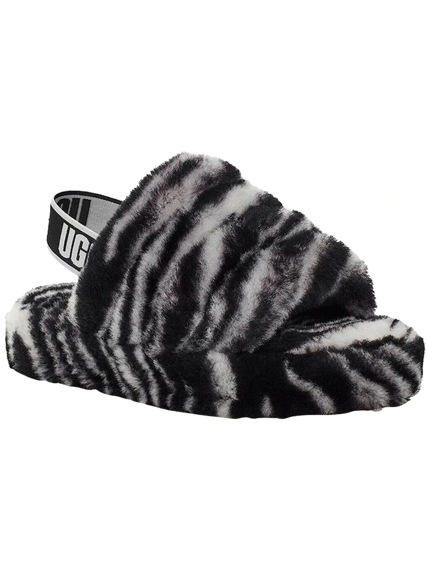 Шлепанцы детские UGG Fluff Yeah Slide — изображение 2 из 3, черный/белый