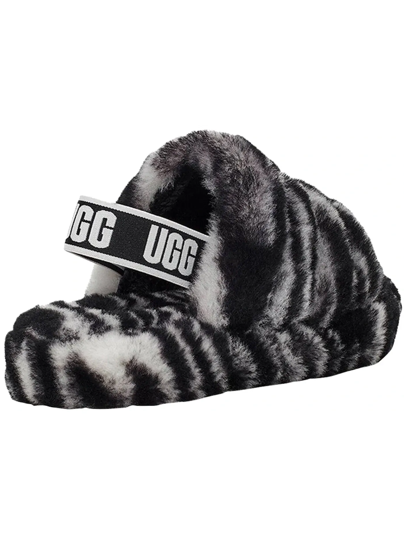 Шлепанцы детские UGG Fluff Yeah Slide — изображение 3 из 3, черный/белый