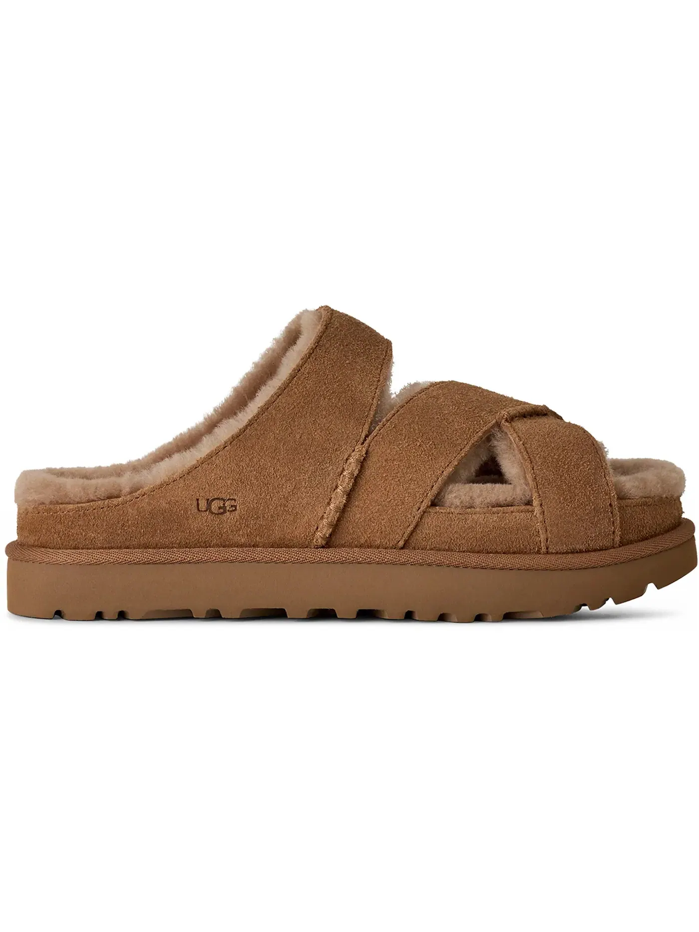 Сандалии женские UGG Greenport Cross Strap Slide — изображение 1 из 1, каштановый