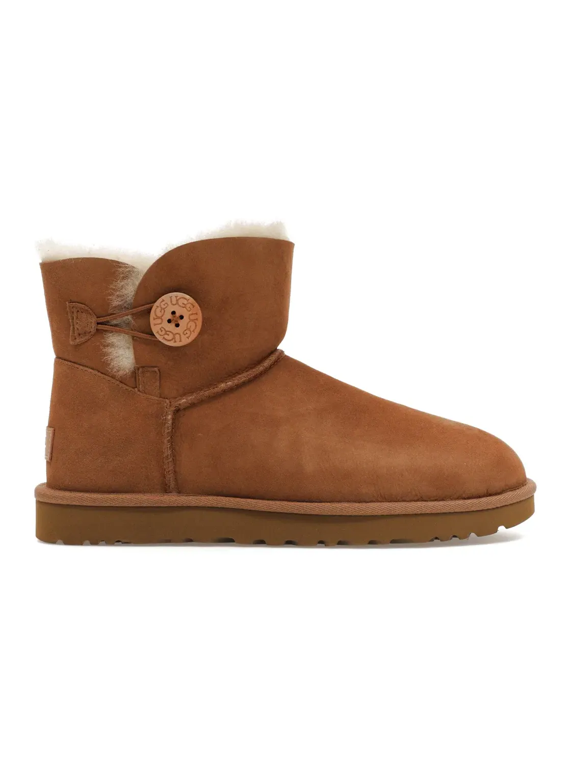 Ботинки женские UGG Mini Bailey Button II — изображение 1 из 4, каштановый