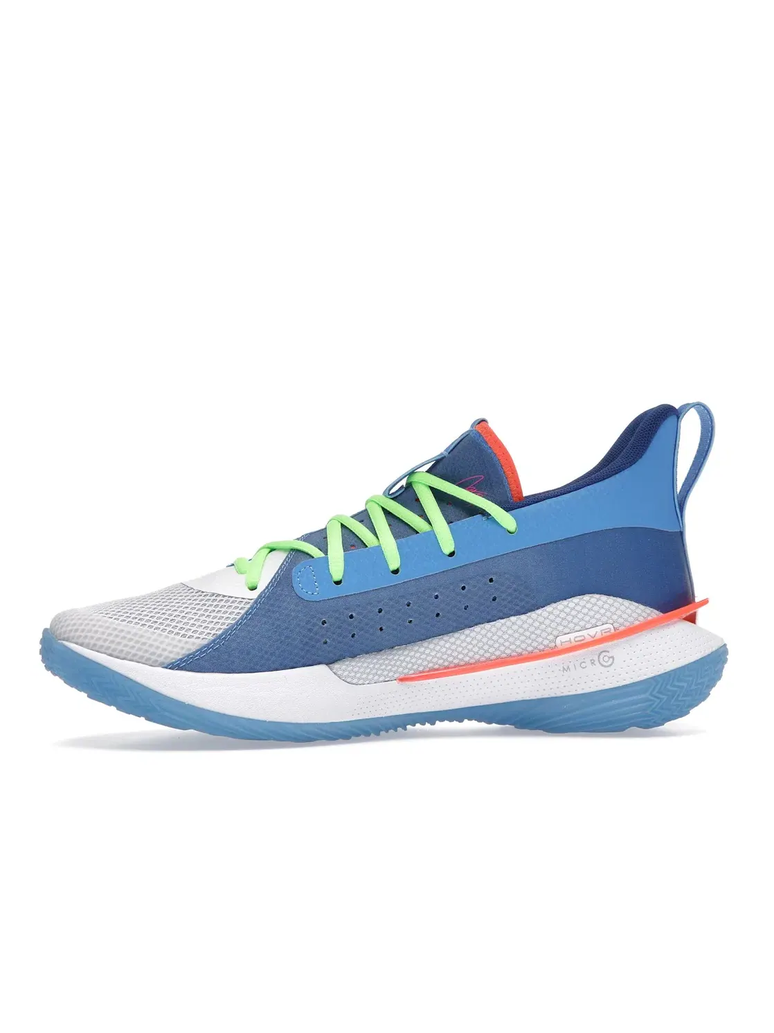 Мужские кроссовки для игры с верхом из сетки Under Armour Curry 7 — изображение 3 из 4, белый-синий