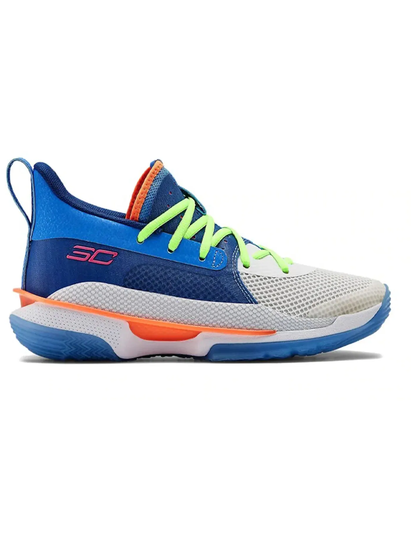 Детские кроссовки для баскетбола Under Armour Curry 7 — изображение 1 из 1, белый-синий