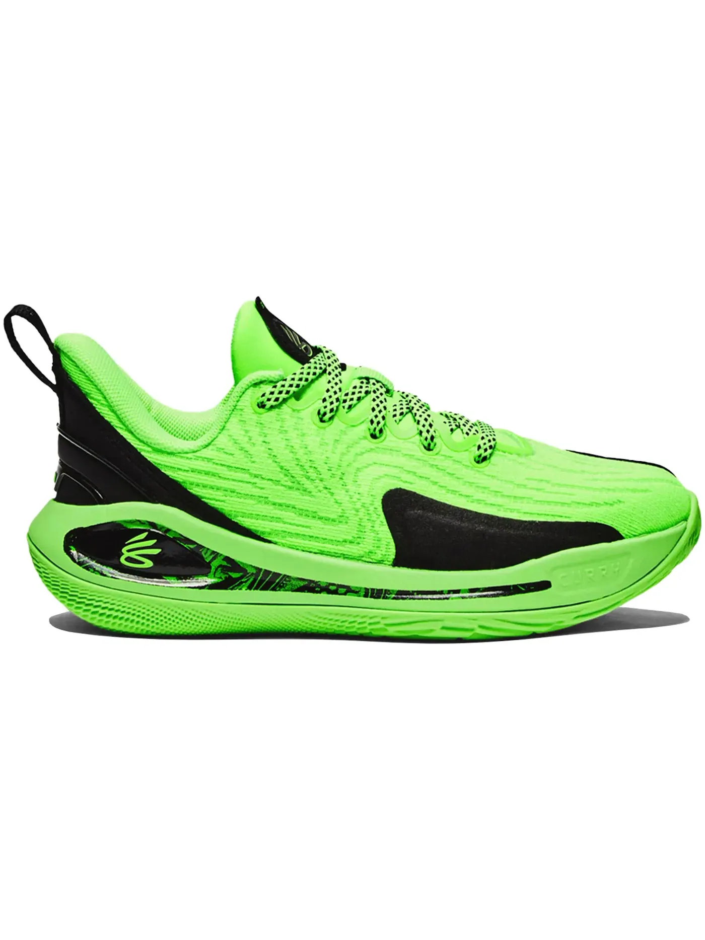 Детские кроссовки для мальчиков с принтом Under Armour Curry Flow 12 Extraterrestial — изображение 1 из 1, черный зеленый