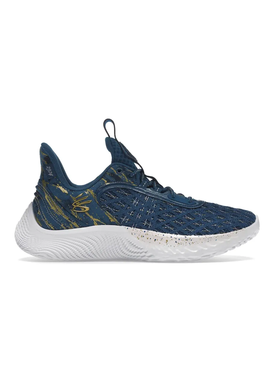 Мужские кроссовки для бега Under Armour Curry Flow 9 — изображение 1 из 4, синий/золотистый/белый