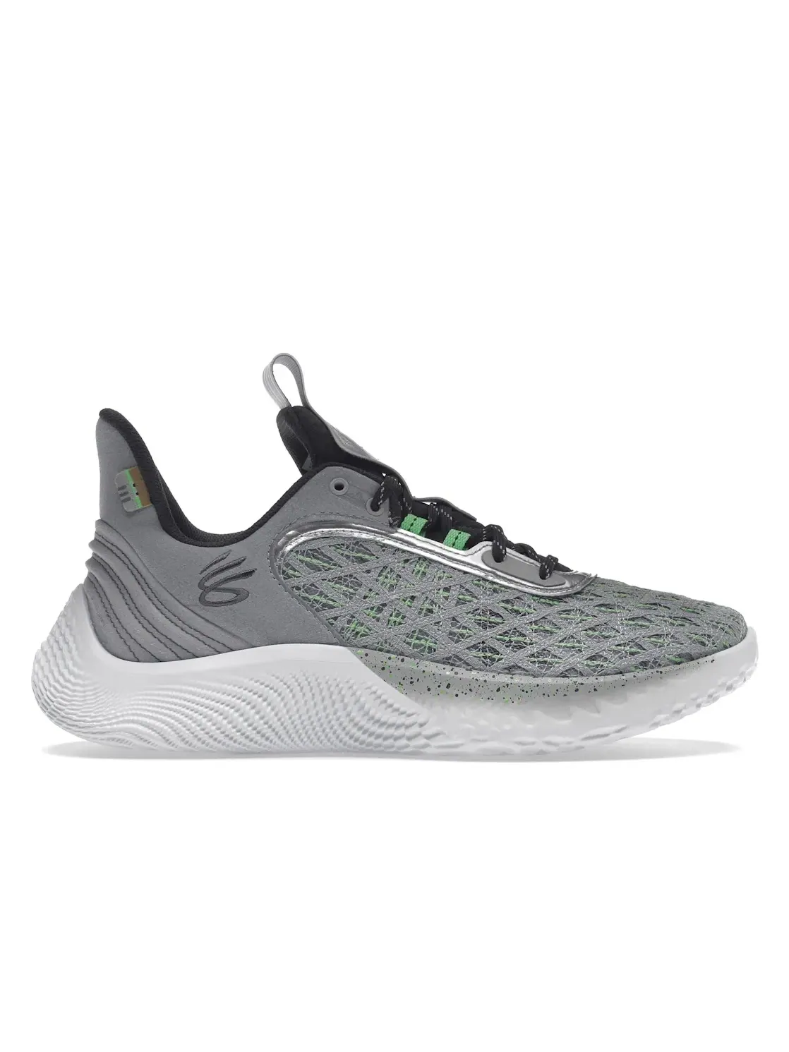 Мужские кроссовки баскетбольные с принтом Under Armour Curry Flow 9 — изображение 1 из 4, серый/зеленый/черный